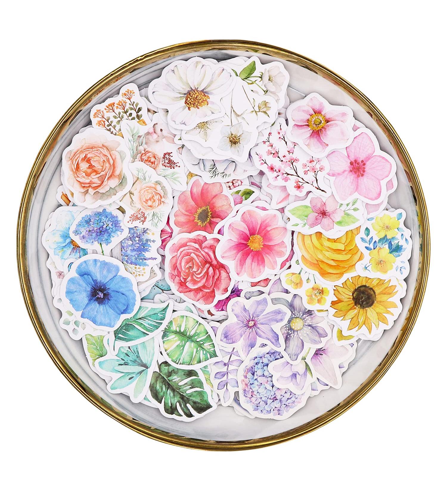 Knaid Flower Stickers Set (360 Pieces) Decorative Assorted Floral Sticker for Scrapbooking Planner Bullet Journals Supplies - Buy Online on SooperMarket.com