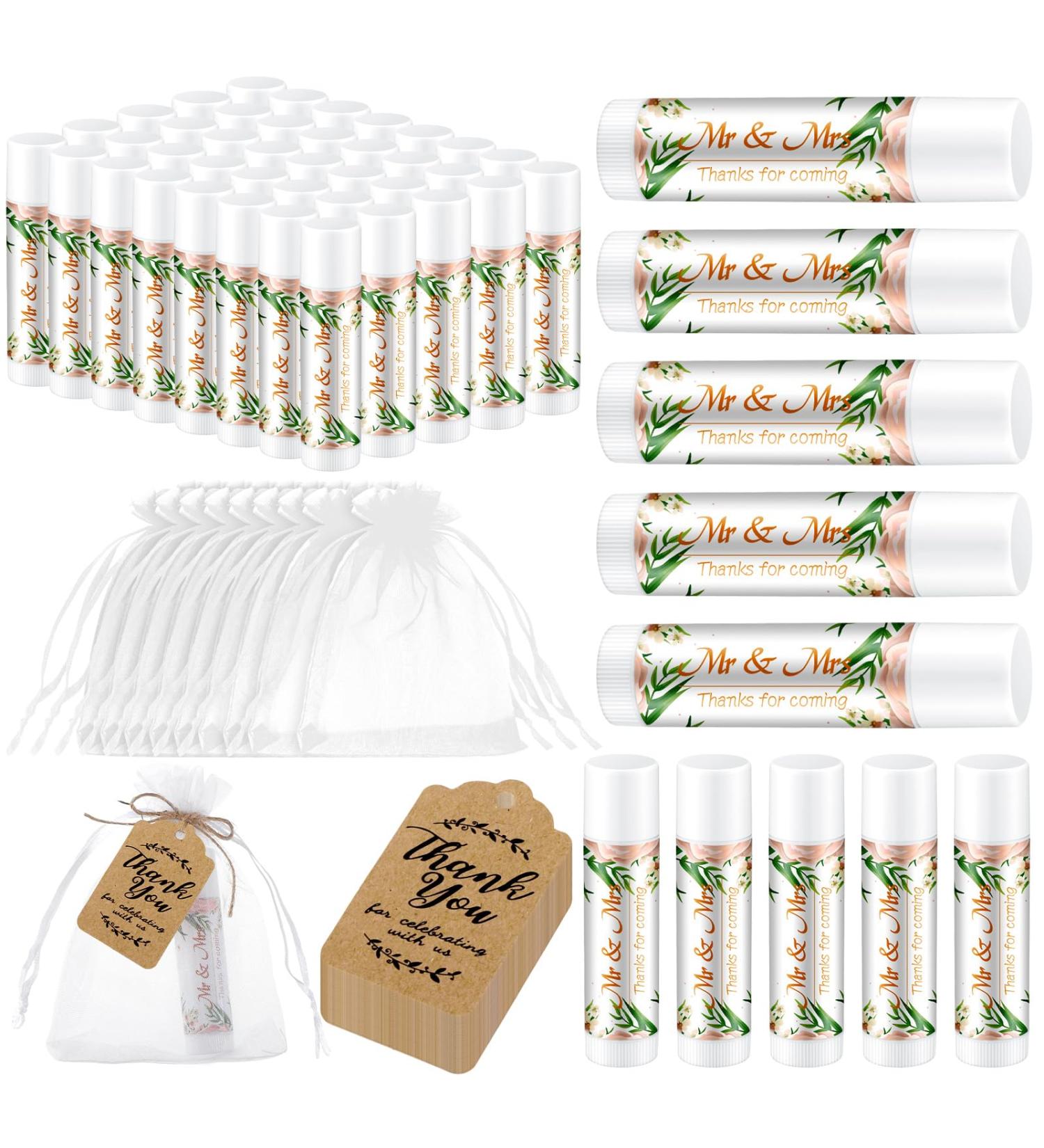 Shop Loopeer 50 Set Bridal Shower Favors - Lip Balm Organza Bags & Thank You Tags for Weddings & Bachelorette Parties - Bulk Souvenirs (Pink Flower - Buy Online on SooperMarket.com