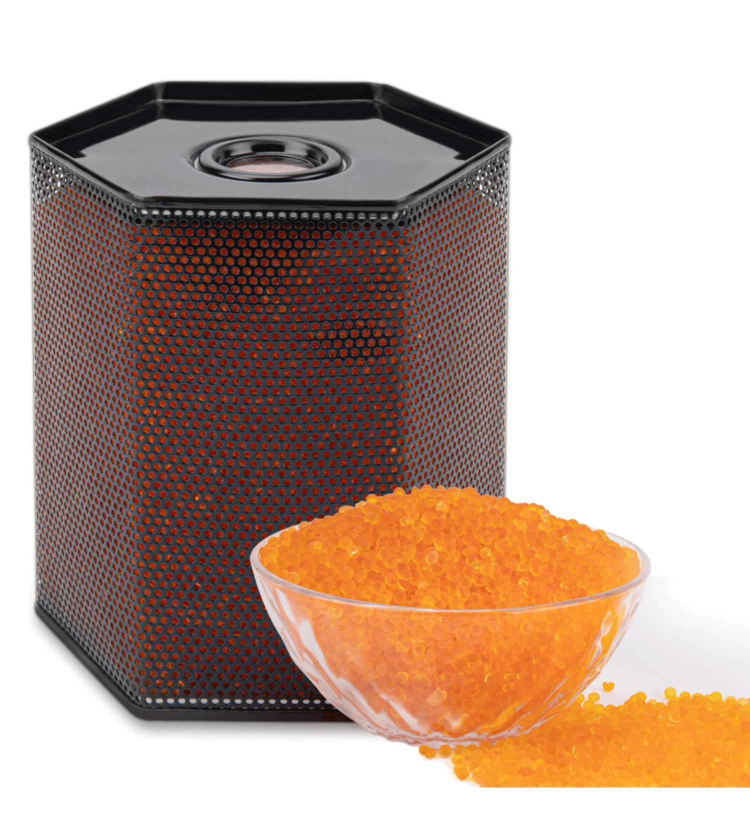 1500g Reusable Orange Silica Gel Desiccant Beads Canister - Moisture Control Rechargeable & Cobalt Chloride Free - Ideal for International Shipping - Buy Online on SooperMarket.com