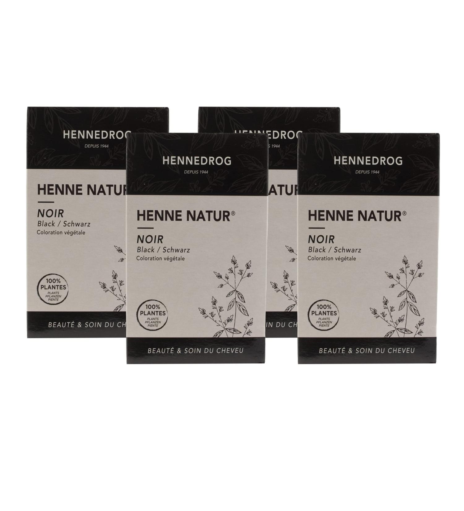 Hennedrog Henna Natur Schwarz - 4 x 90g | Premium Natural Hair Dye for Vibrant Black Color | Worldwide Shipping Available - Buy Online on SooperMarket.com