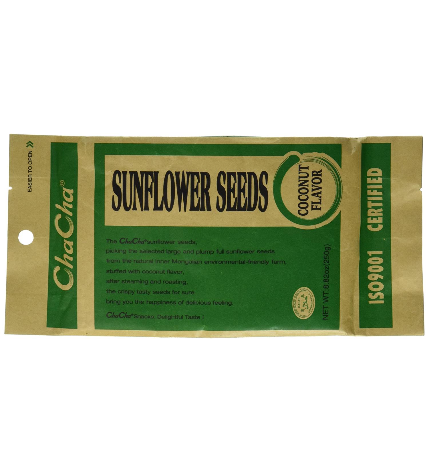 Chacha Sunflower Roasted and Salted Seeds (Coconut Flavor) 250g X 6 Bags Coconut Flavor 8.82 Ounce (Pack of 6)
