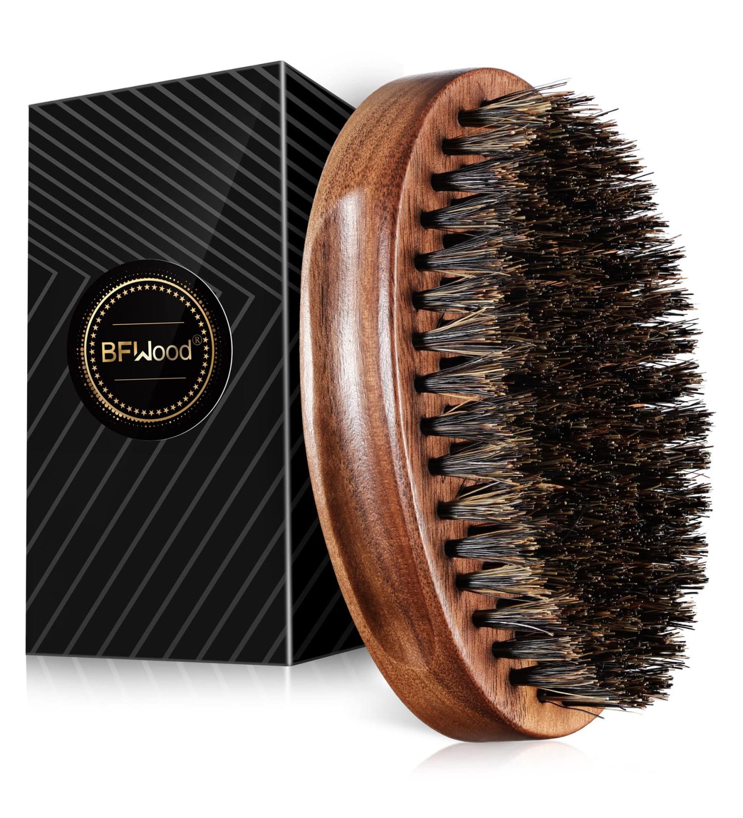BFWood Boar Bristle Beard Brush - Premium Black Walnut Military Style - Buy Online on SooperMarket.com