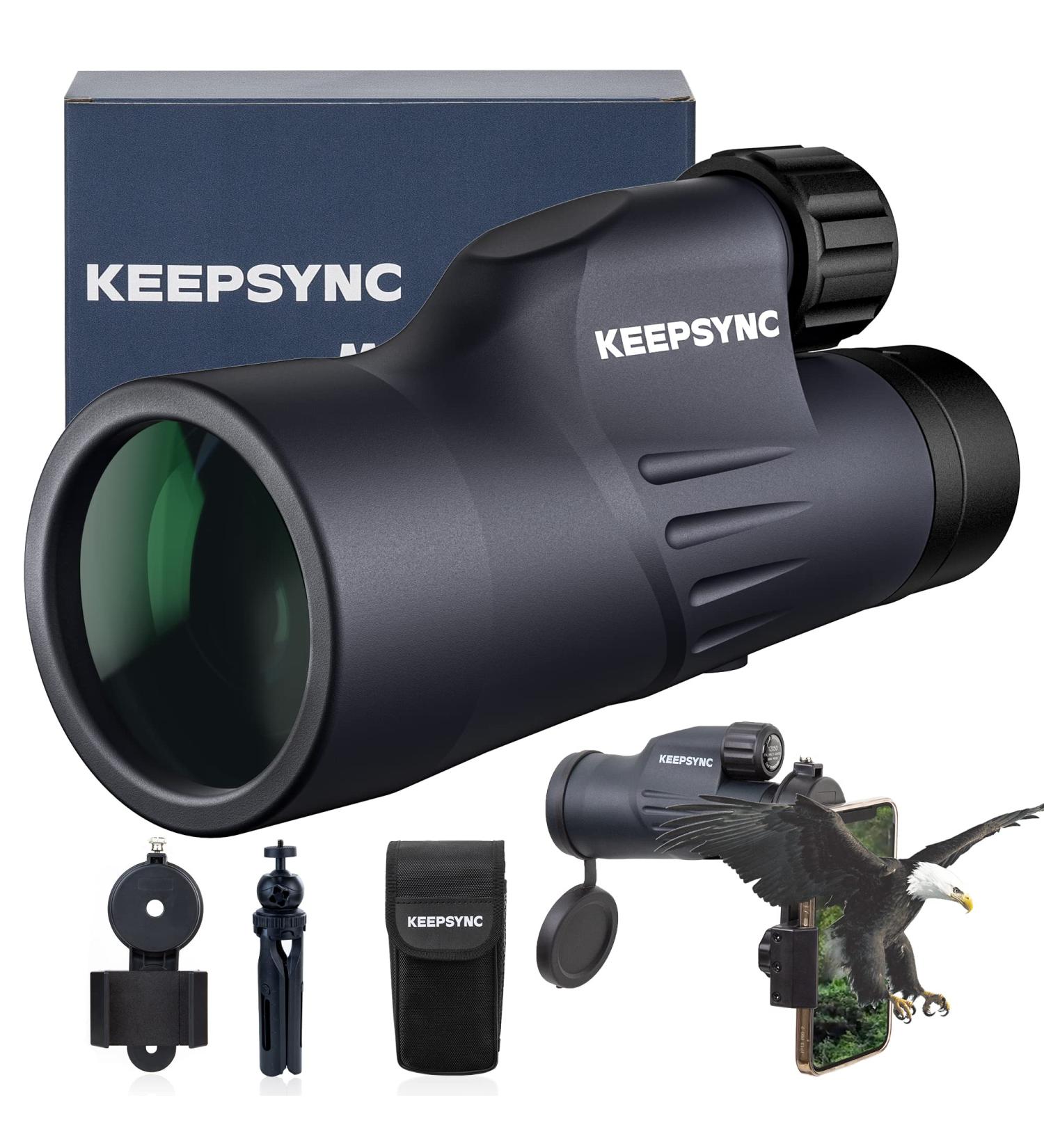 KEESYNC HD Monocular with Smartphone Adapter - 12x50 Sky Captain Telescope for Bird Watching & Outdoor Activities - Buy Online on SooperMarket.com