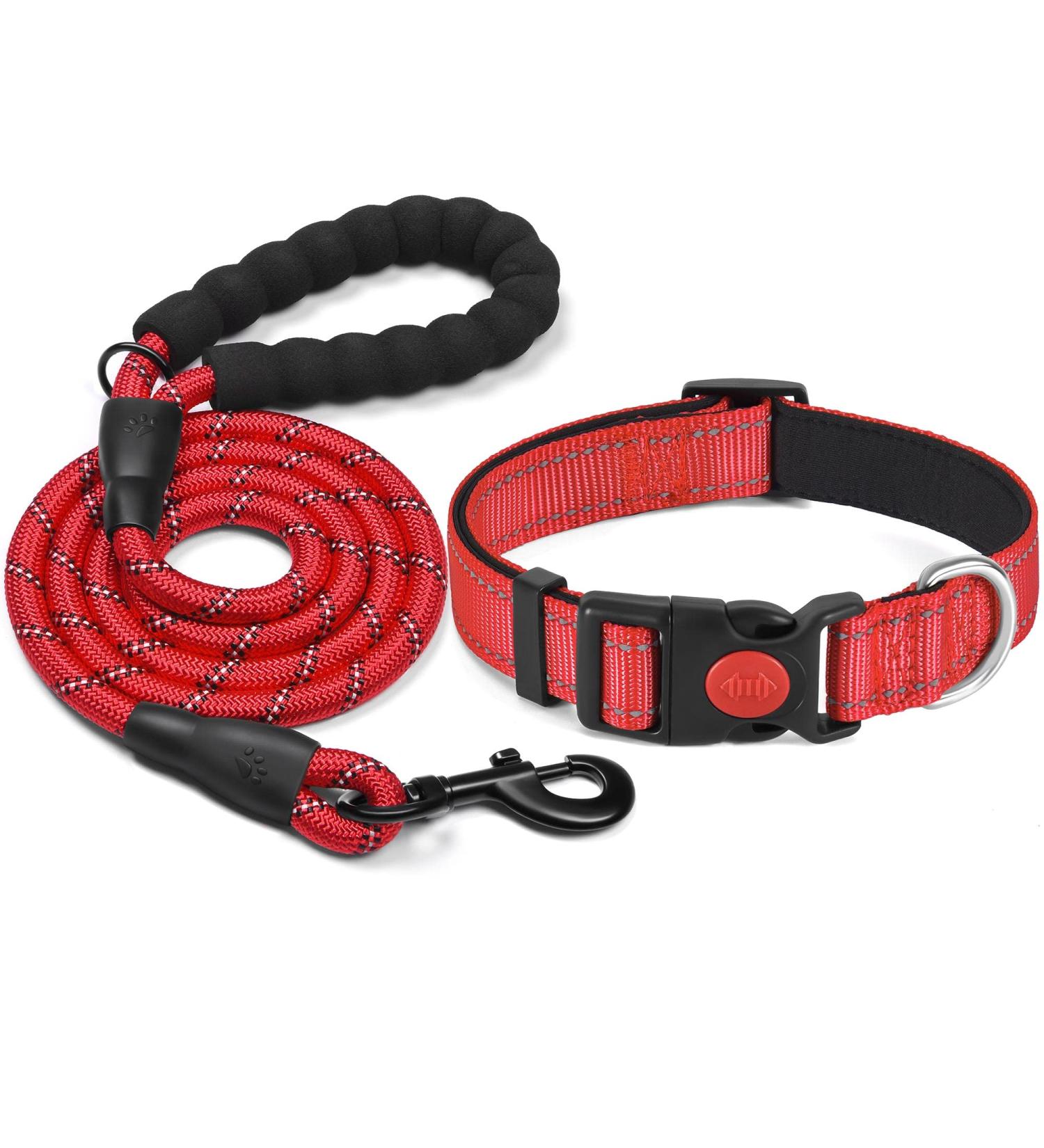 Haapaw Reflecting Dog Collar - Padded Neoprene Breathable Nylon for Small & Medium Dogs - Red (M 1-Pack) - Buy Online on SooperMarket.com