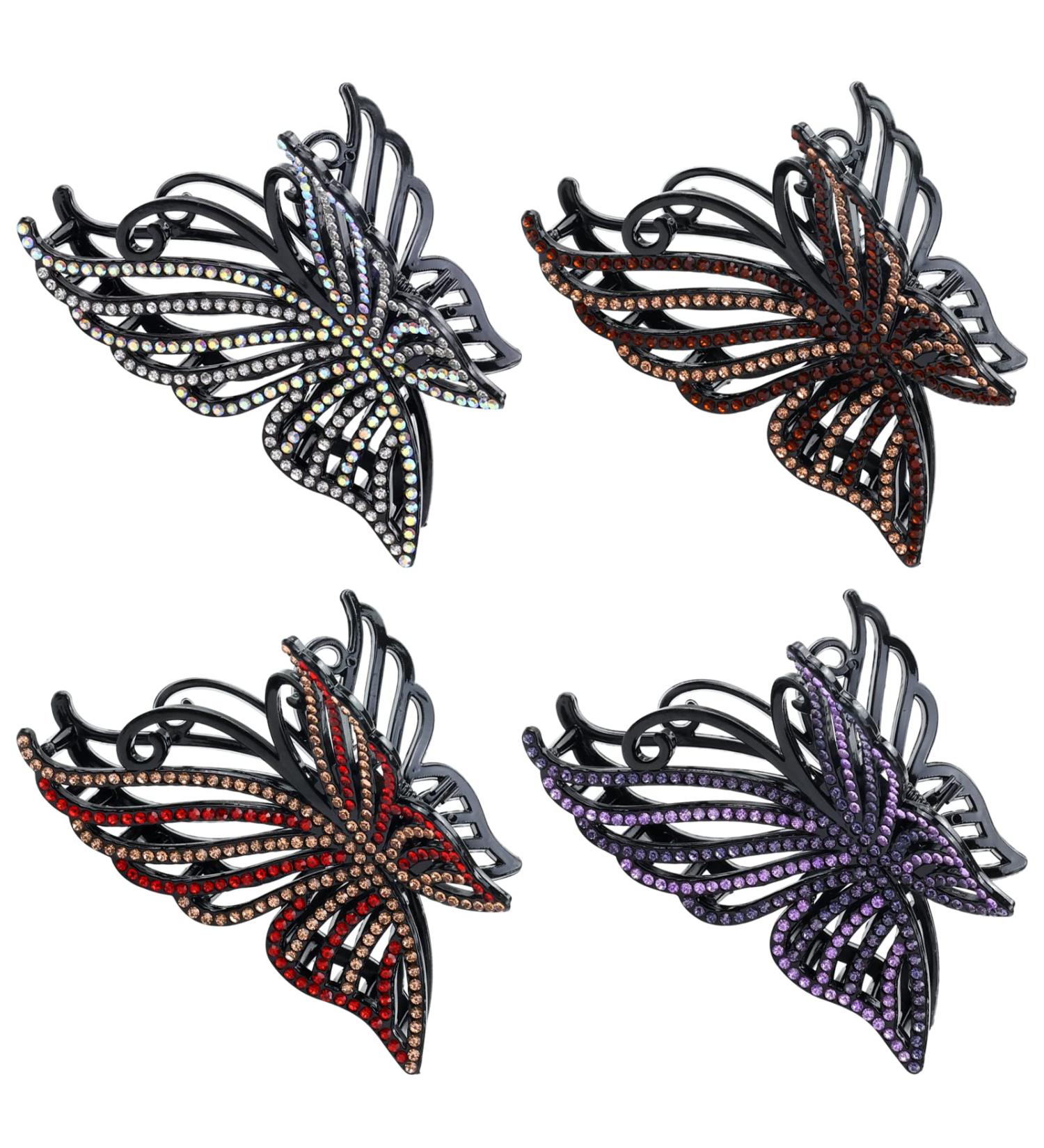 inSowni Korean Glitter Rhinestone Hair Clips Set - Moon Leaf Butterfly Barrettes for Thick Long Hair - 4 Pack - Buy Online on SooperMarket.com