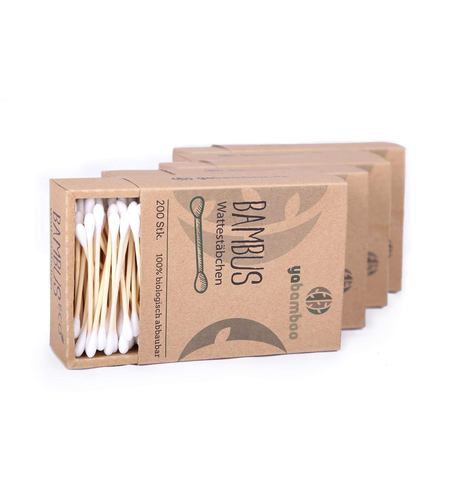 Yabamboo Bamboo Cotton Swabs 4-Pack | 800 Biodegradable Sustainable Vegan & Compostable | Eco-Friendly Plastic-Free - Buy Online on SooperMarket.com