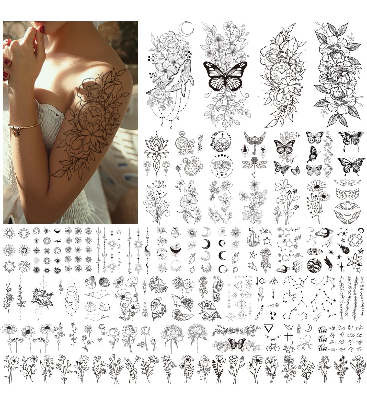 Celaza Temporary Tattoos for Women - 275 Styles of Long-Lasting Fake Tattoo Stickers - Sexy Black Henna Tatuajes Temporales - 61 Sheets - Buy Online on SooperMarket.com