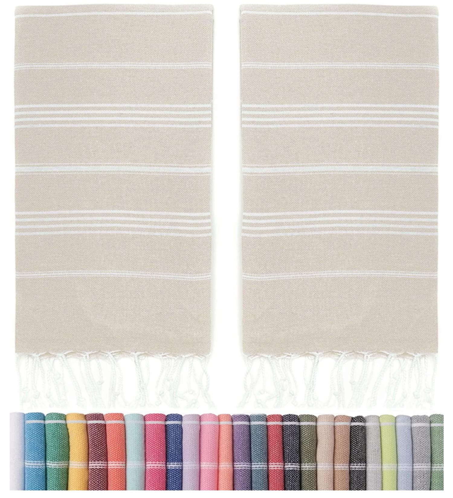 HAVLULAND Sale Pack of 2 Turkish Beach Towels - 100% Cotton, Super Absorbent, Quick-Dry, Sand Free - Oversized 71x39 Lightweight Blanket - Soft Bath Towel for Travel - Beige - Buy Online on SooperMarket.com