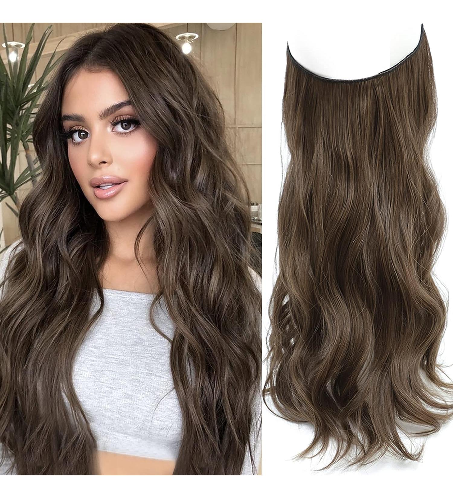 Invisible Wire 12 Wavy Synthetic Hair Extension - Dark Ash Brown - Buy Online on SooperMarket.com
