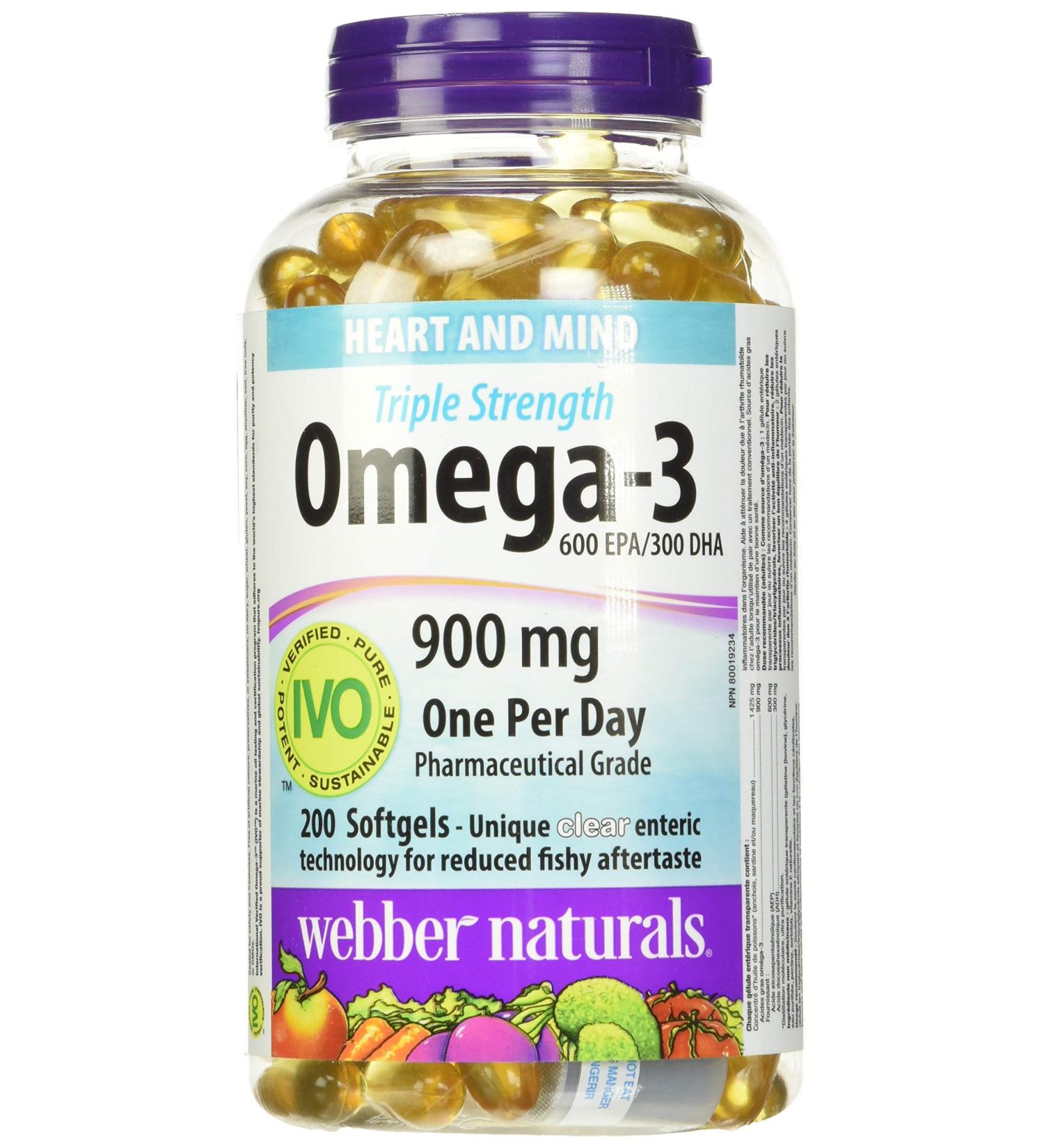 Webber Naturals Triple Strength (Omega 3) 900 Mg 200 Softgels 200 Count - Buy Online on SooperMarket.com