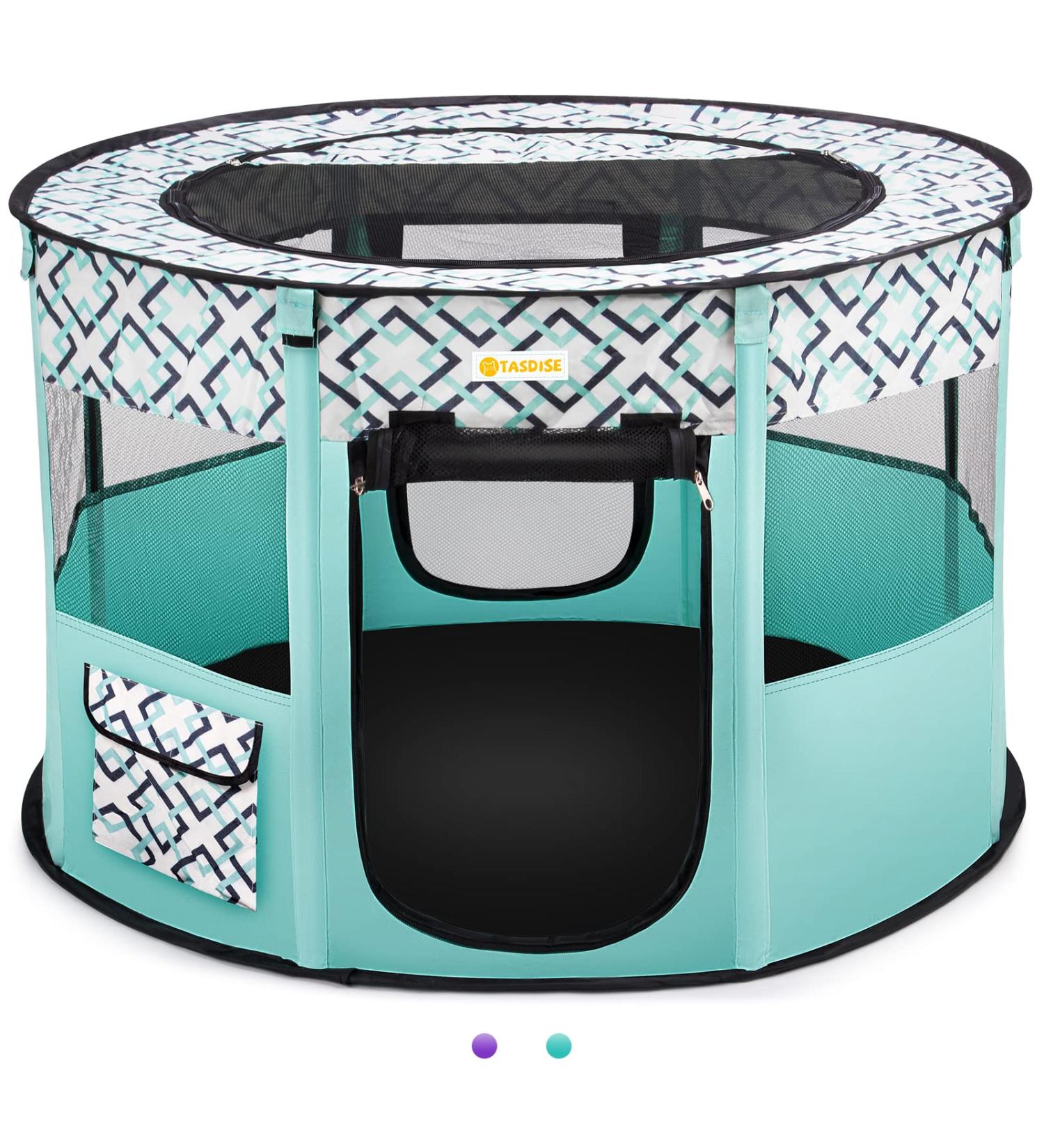 Portable Pet Playpen for Indoor Outdoor Travel | Foldable Exercise Kennel Tent for Dogs, Cats, Rabbits | Large Size with Free Carrying Case | Green - Buy Online on SooperMarket.com