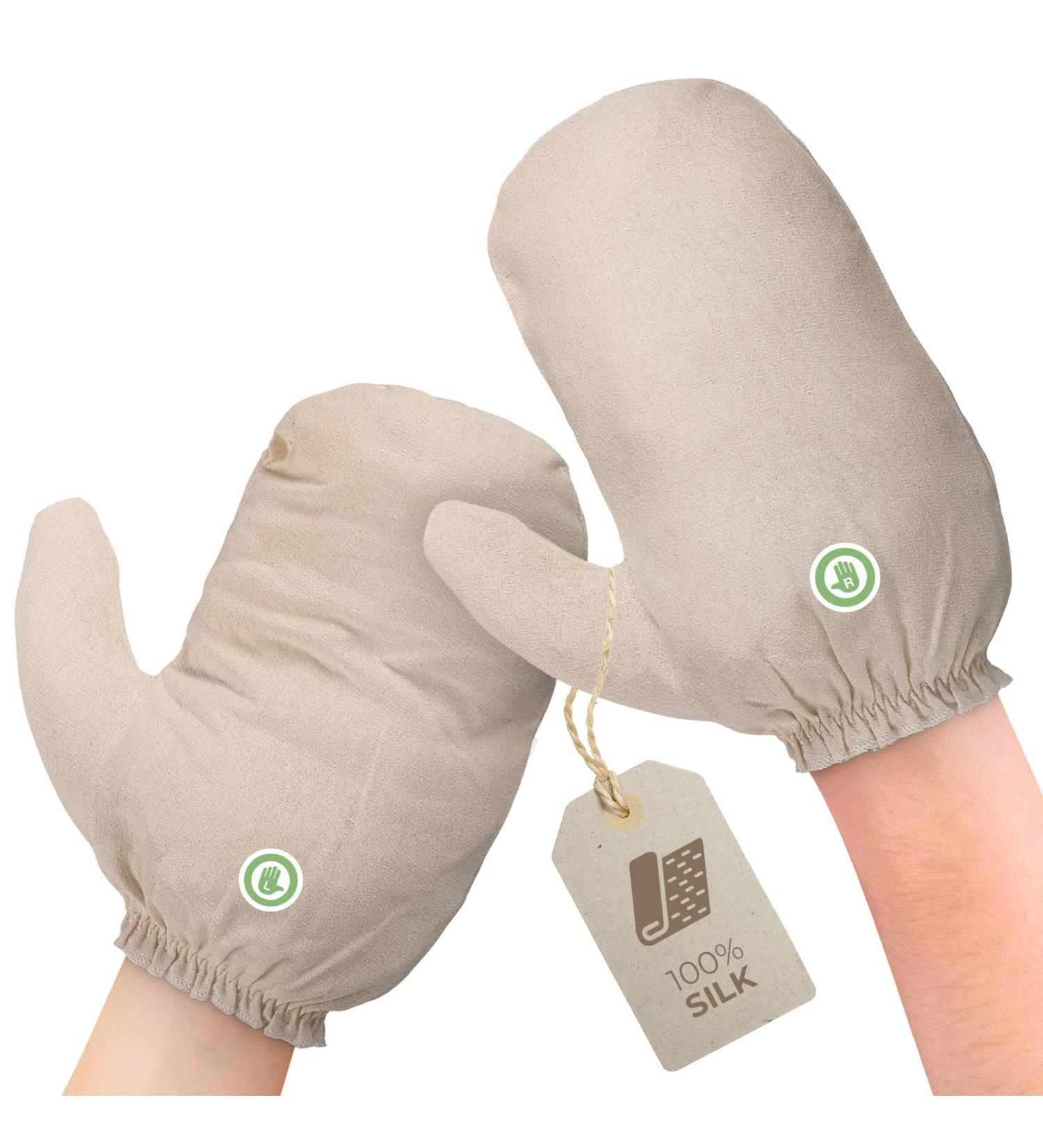 MASSAGE-EXPERT Garshana Raw Silk Gloves - 1 Pair for Ayurvedic Dry Massage & Cellulite Treatment - One Size Fits All - High-Quality - Buy Online on SooperMarket.com