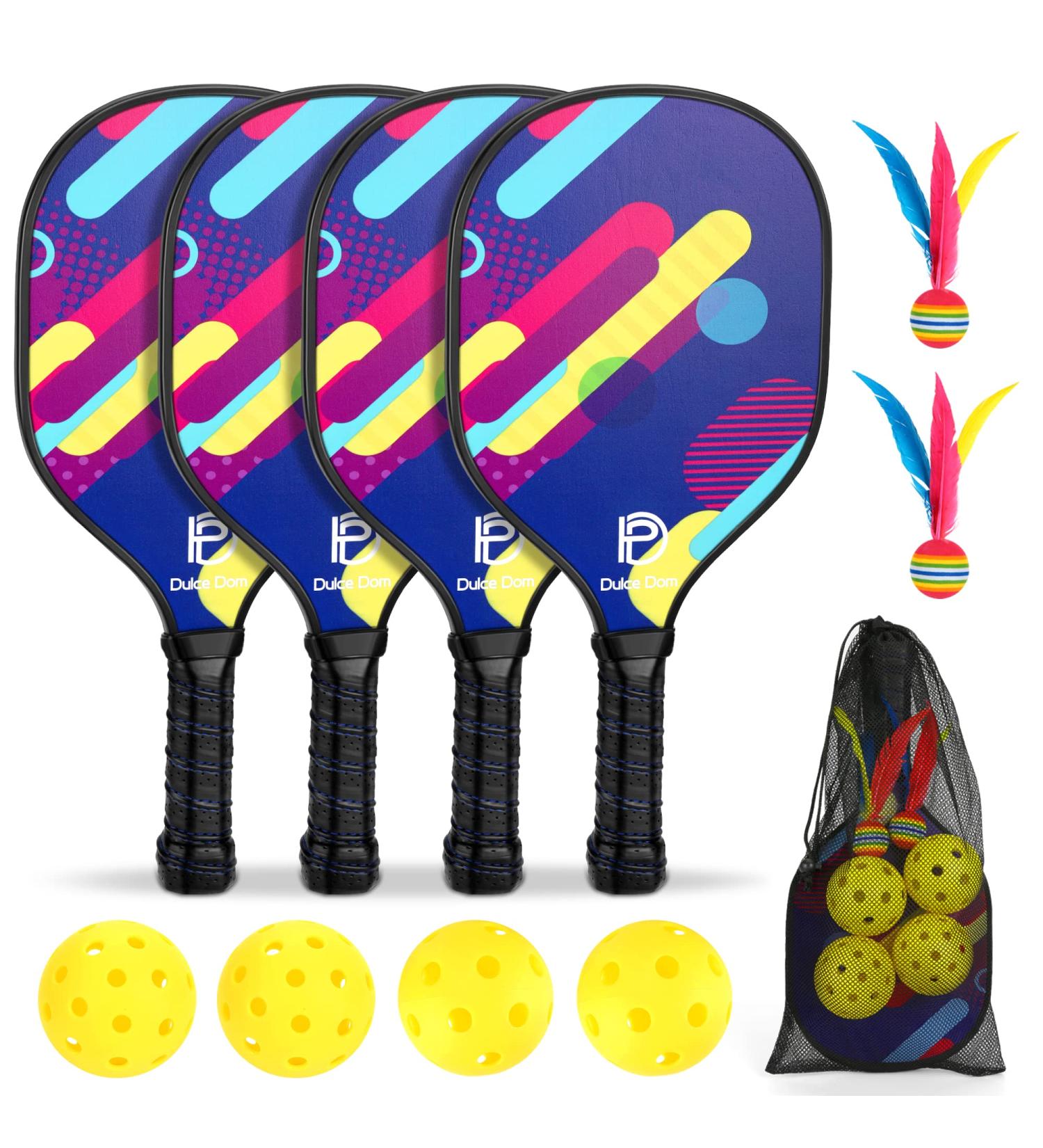 DULCE DOM Pickleball Paddles Set - USAPA Approved, Fiberglass Surface Racket with Balls & Bag, Ideal Training Equipment for Men & Women - Buy Online on SooperMarket.com