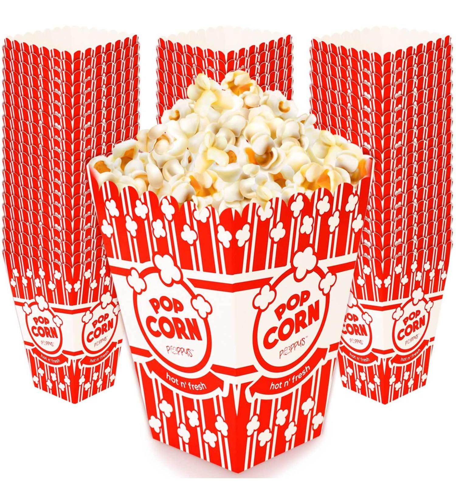 Poppy's Large Popcorn Boxes 200 Pack 46 Oz Concession-Grade Popcorn Buckets Popcorn Machine Accessories for Popcorn Bars Movie Nights Concessions - Buy Online on SooperMarket.com