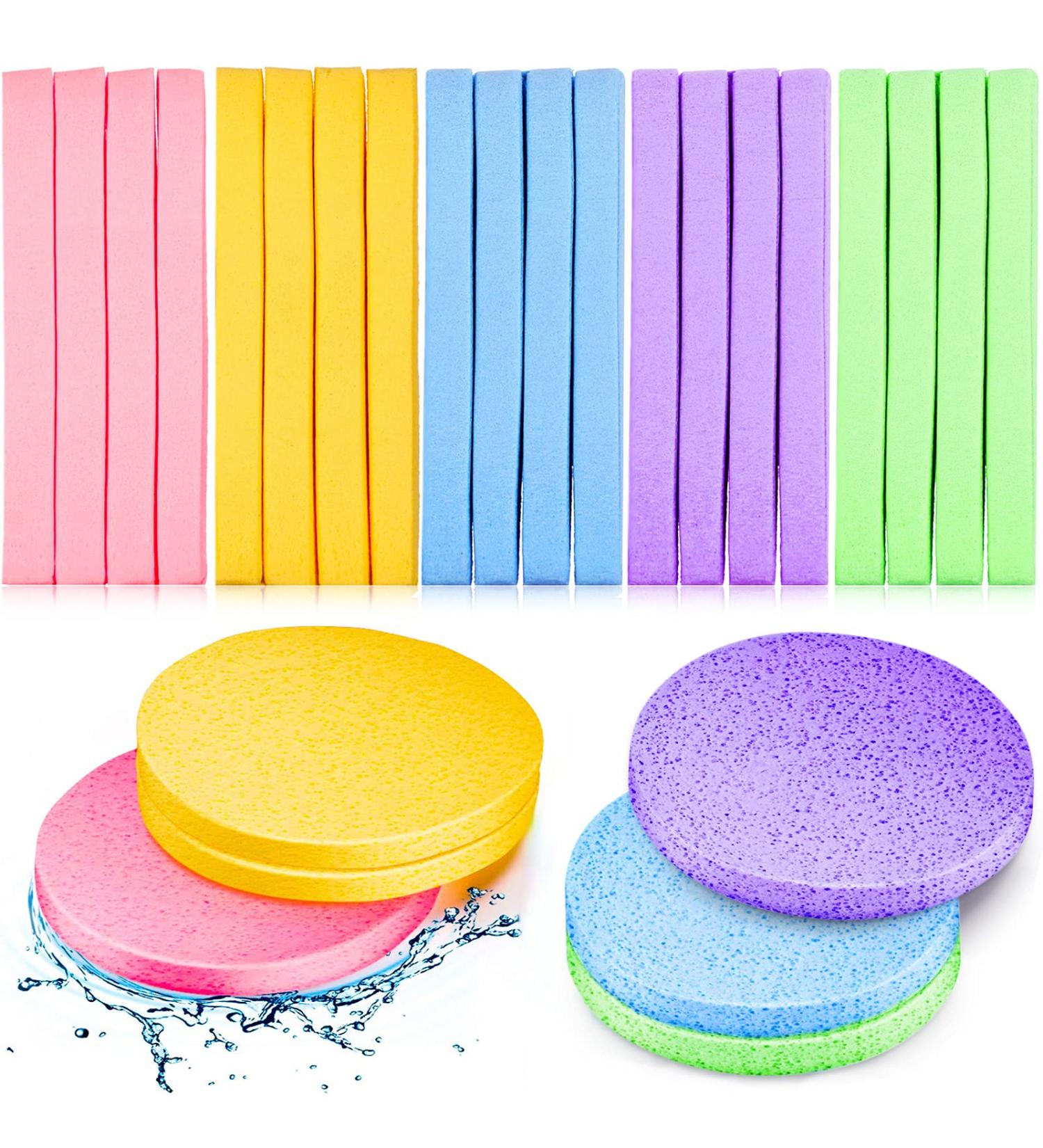 300 Piece Soft Face Cleansing Sponge Set | Makeup Removal, Exfoliating & Facial Care | Pink, Purple, Blue, Yellow, Green Colors | Ideal for Women & Girls - Buy Online on SooperMarket.com