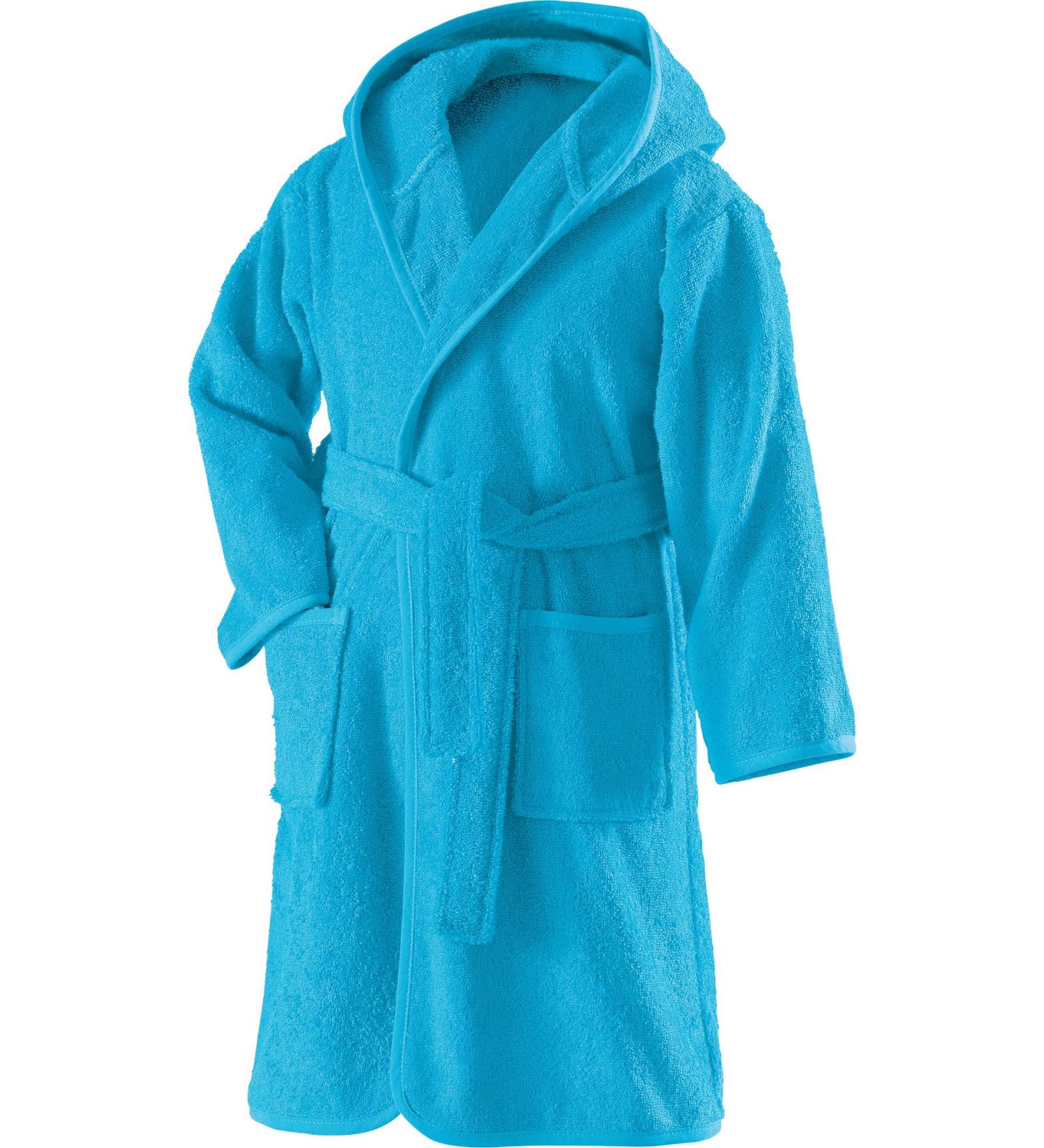 Erwin M ller Children's Bathrobe with hood Uni Frottier turquoise size 122/128 - soft fluffy strong sucking with binding belt and bags 100% cotton (other colors sizes) bathrobe 122/128 turquoise