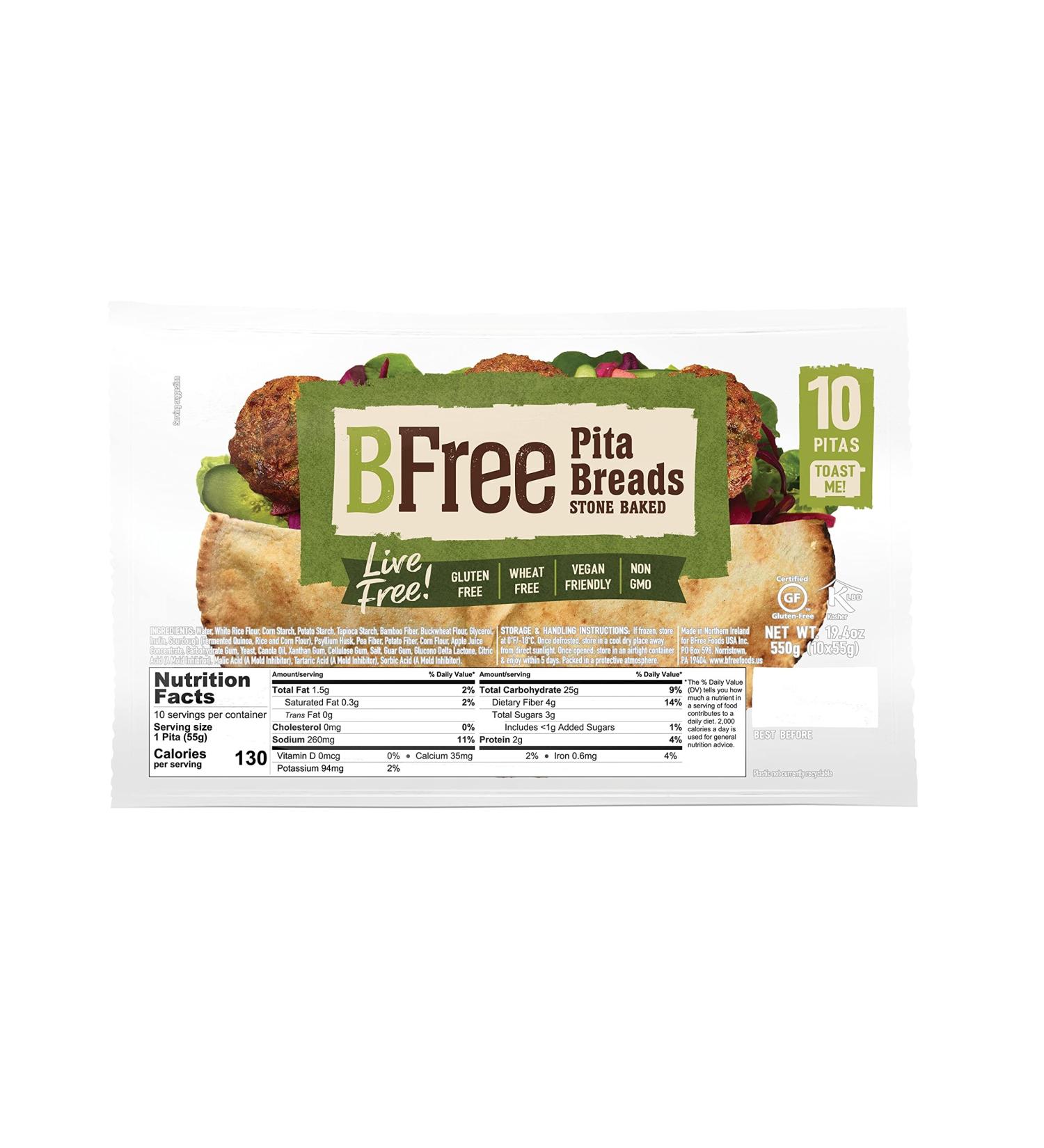 BFree Gluten Free Pita Bread, 10 Count (19.4 Ounce Total) 10 Count (Pack of 1)