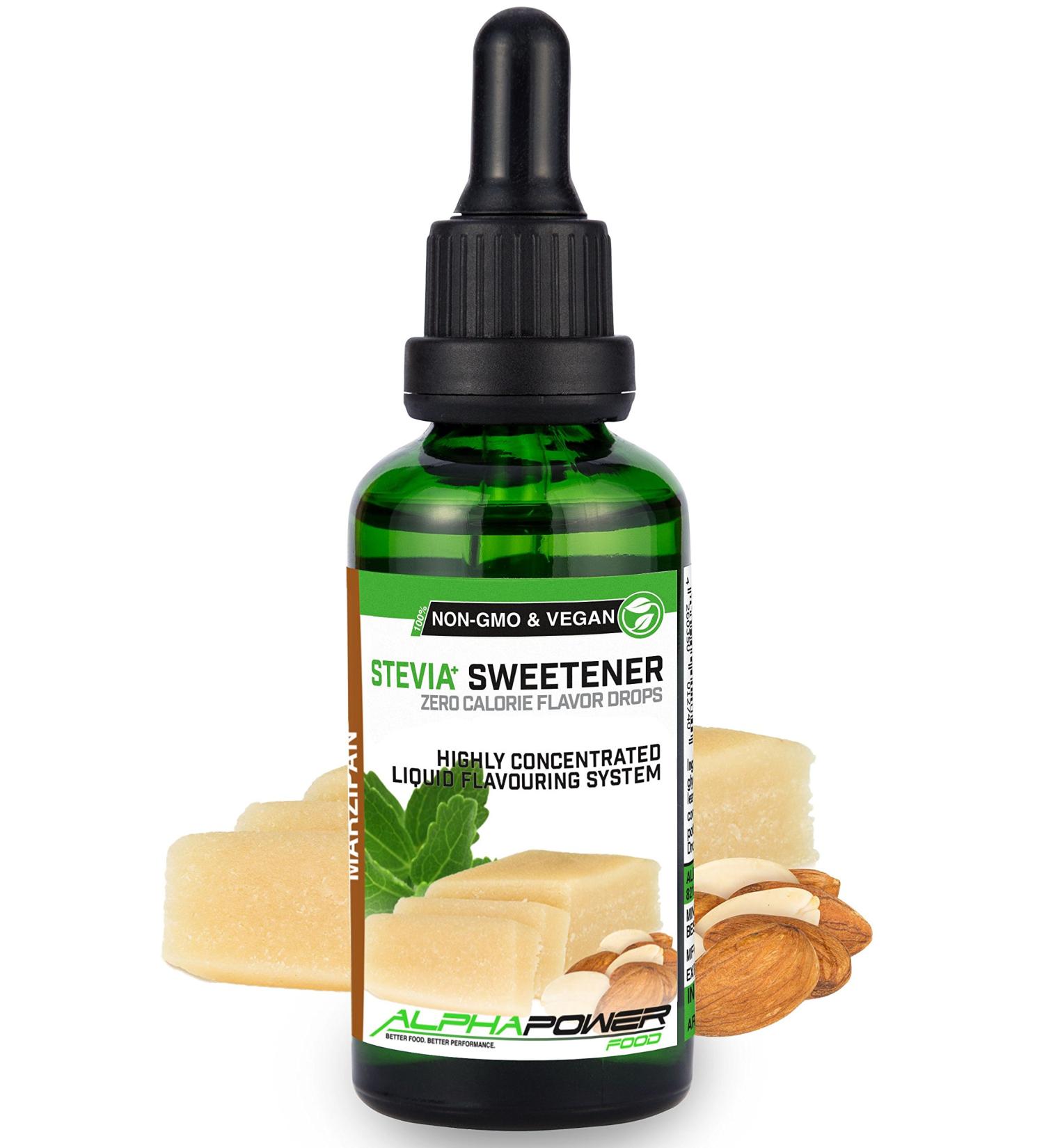 Alphapower Food Stevia Sugar-Free Flavor Drops - 100% Natural Marzipan Aroma for Water Muesli Desserts & Smoothies - 50ml Pack - Buy Online on SooperMarket.com