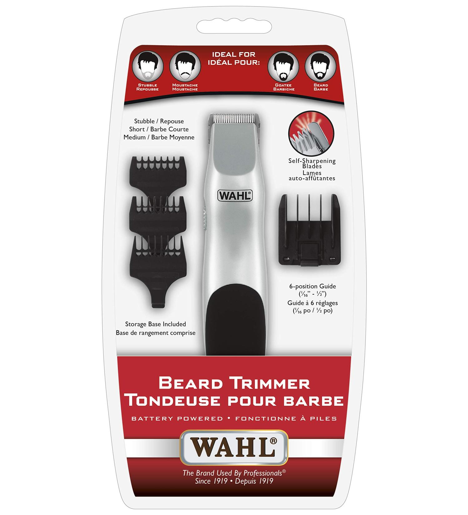 Wahl Canada Battery Beard Trimmer Close Trim Stubble Look 6 position guides 3 trimming attachment ideal for blending tapering and defining beards as well as for achieving a close trim stubble look around the face - Model 3248 - Buy Online on SooperMarket.com