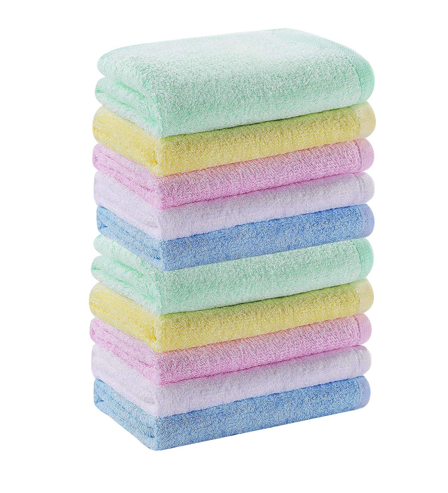 NBLJF Multicolor Small Washcloths Set 10 Pack - Soft & Absorbent Baby Bath Towels 10'' x 10'' - Ideal for Newborns, Face Cloths, Kitchen, Bathroom - Multi-Purpose Fingertip Towels - Buy Online on SooperMarket.com