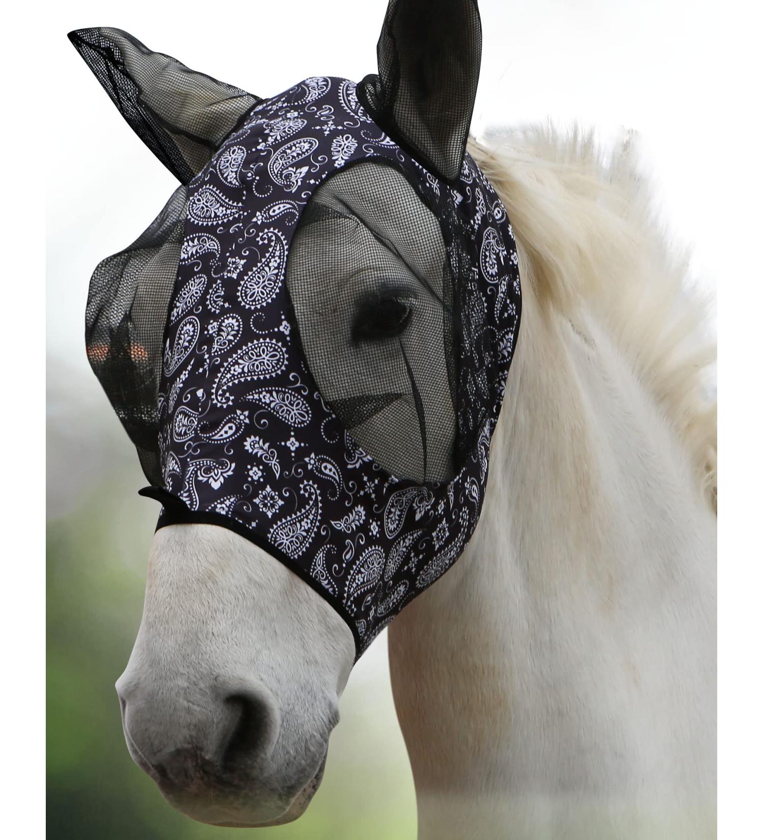Harrison Howard Super Comfort Stretchy Fly Mask - Large Eye Space UV Protection & Breathable Fabric - Black Cashw Fruit for Ultimate Horse Comfort - Buy Online on SooperMarket.com