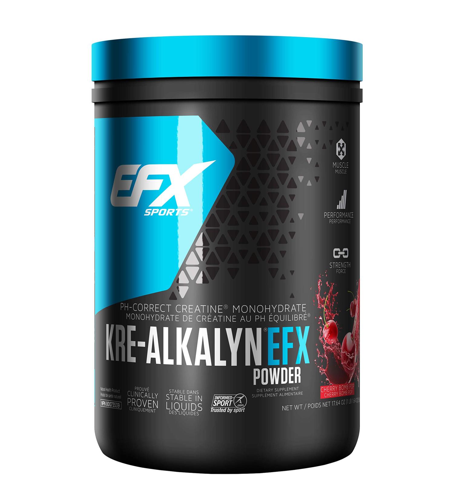 EFX Sports Kre-Alkalyn Powder 500g PH-Correct Creatine Monohydrate | Multi-Patented Formula Gain Strength Build Muscle & Enhance Performance Cherry Bomb 500 gram Cherry Bomb 500 g (Pack of 1) - Buy Online on SooperMarket.com