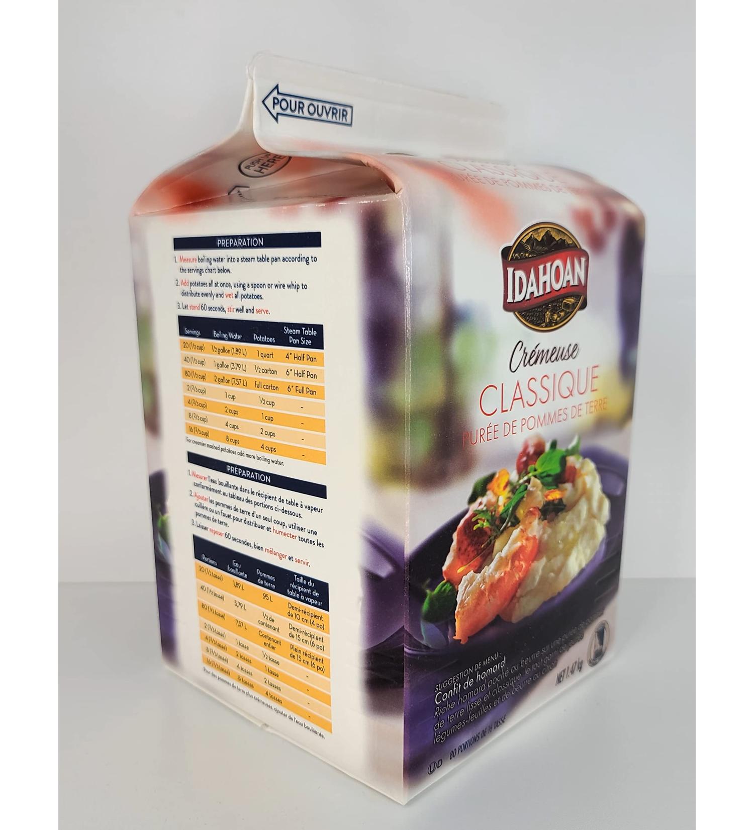 Idahoan Real Mashed Potatoes 1.47 KG - Makes 80 - 1/2 Cup Servings - Made with 100% Real Idaho Potatoes Just Add Water - Buy Online on SooperMarket.com