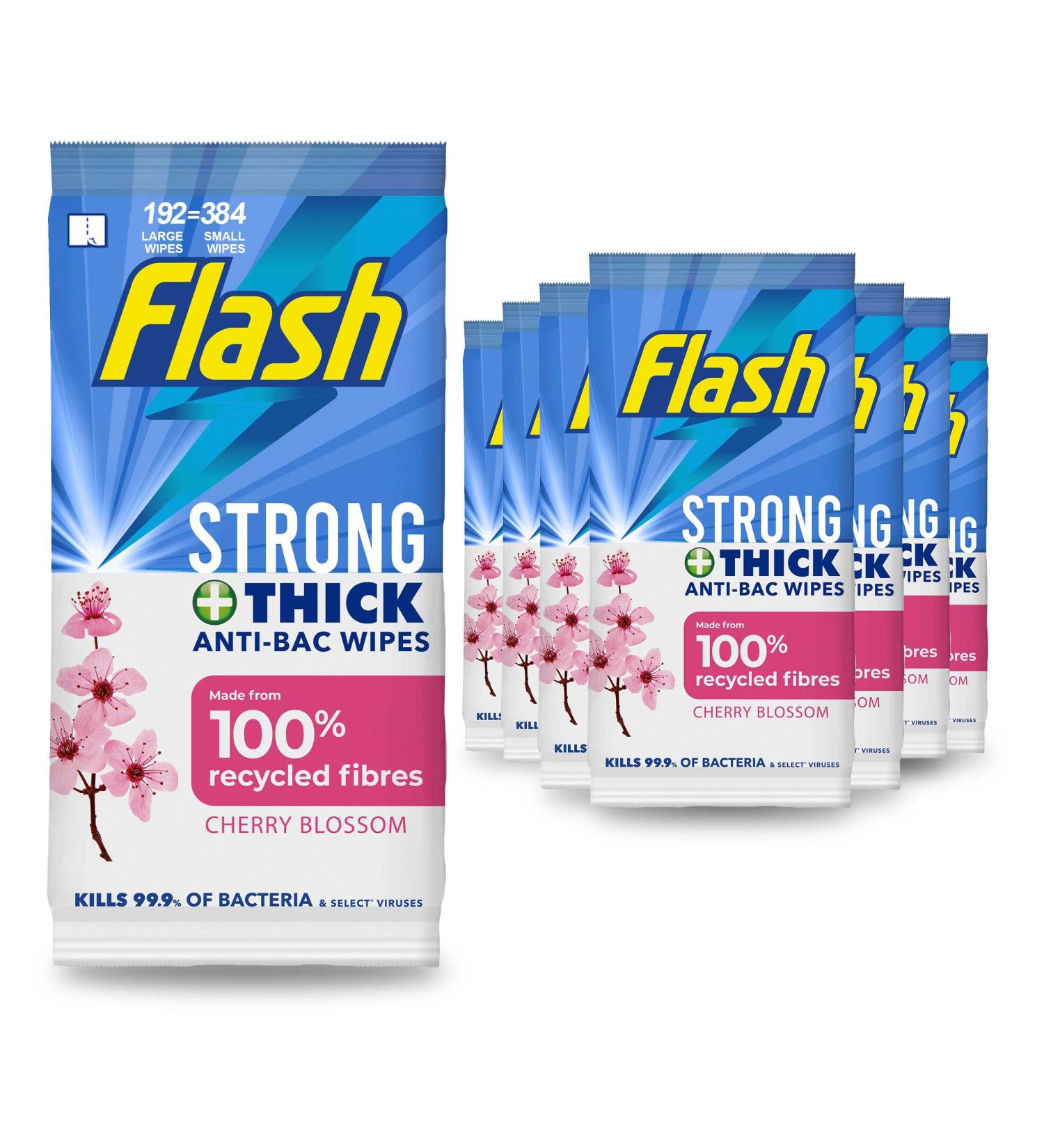 Flash Antibacterial Cleaning Wipes Blossom & Breeze - 192 Extra Large Wipes - Buy Online on SooperMarket.com