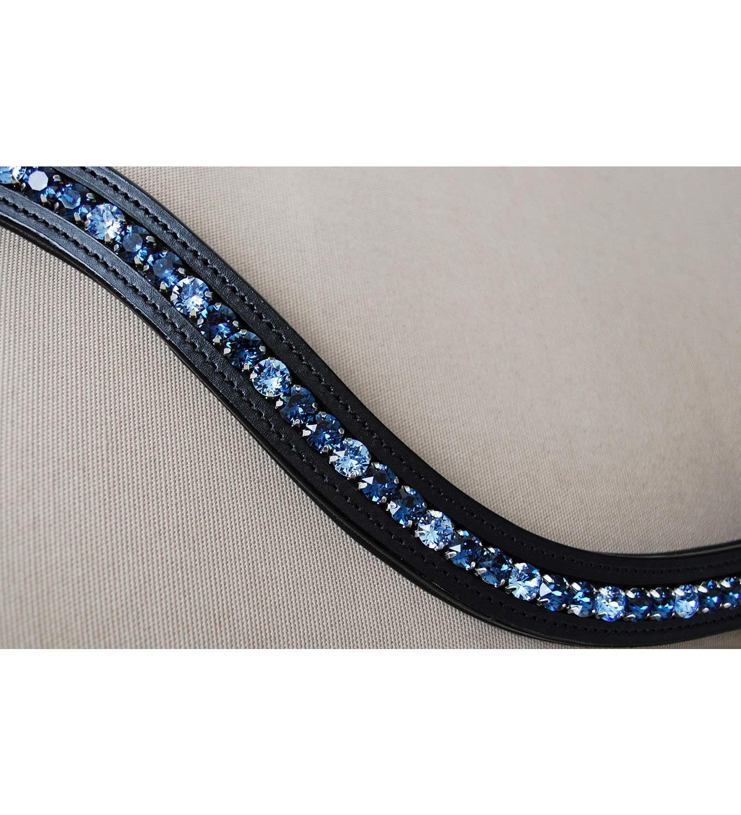 Gl cksHucke Deep Blue Curved Browband for Pony - Softly Padded Black Leather - International Shipping Available - Buy Online on SooperMarket.com
