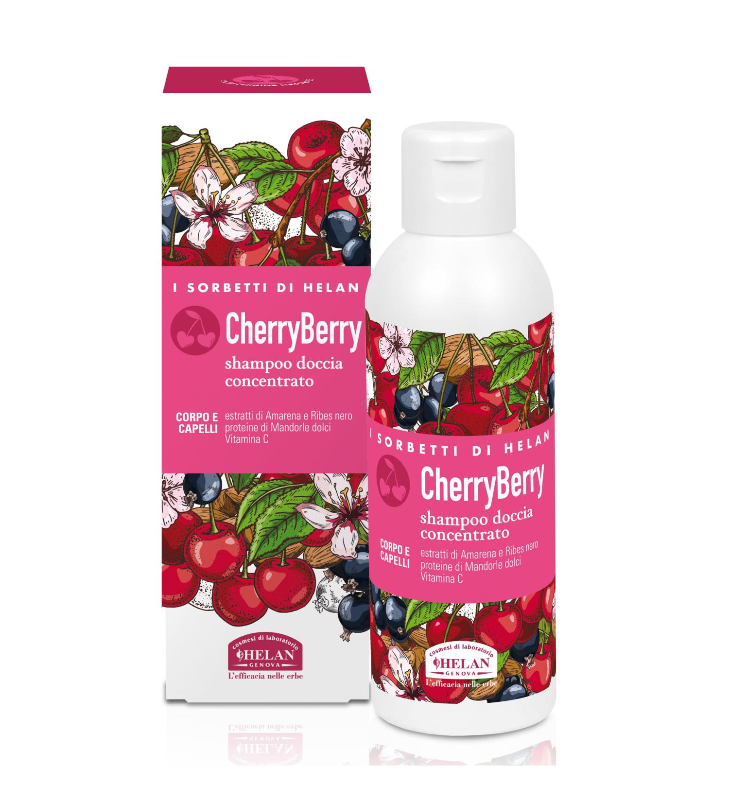 Helan I Sorbetti CherryBerry - Gentle Shower Gel & Shampoo for Women and Men with Vitamin C Sweet Almonds & Blackcurrant - Concentrated Hair & Body Wash with Revitalising Action - Made in Italy 150ml - Buy Online on SooperMarket.com