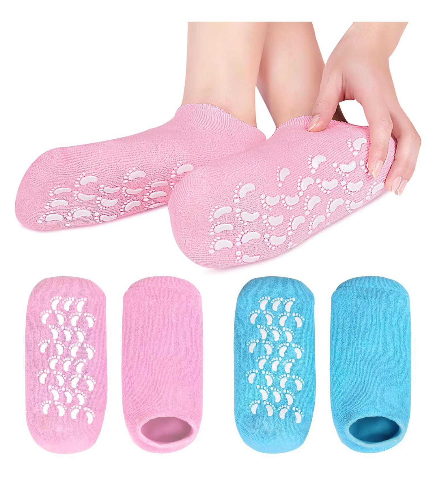Moisturizing Gel Socks for Cracked Feet | 2 Pairs Spa Foot Care for Men & Women | Reusable Foot Repair Socks - Buy Online on SooperMarket.com