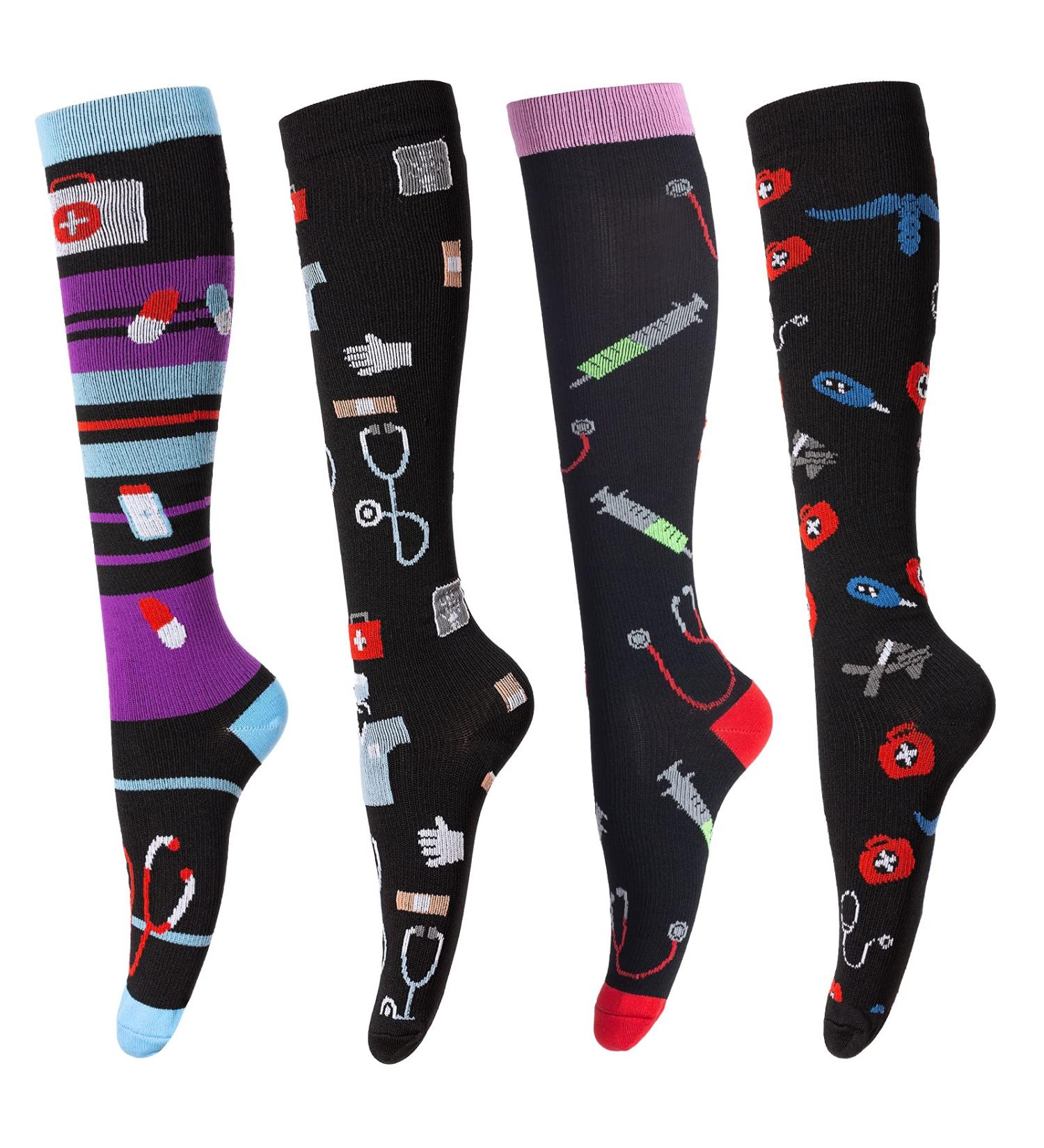 LEOSTEP 4 Pairs Compression Socks for Women & Men - Ideal for Nurses, Running - Small/Medium Size - Buy Online on SooperMarket.com