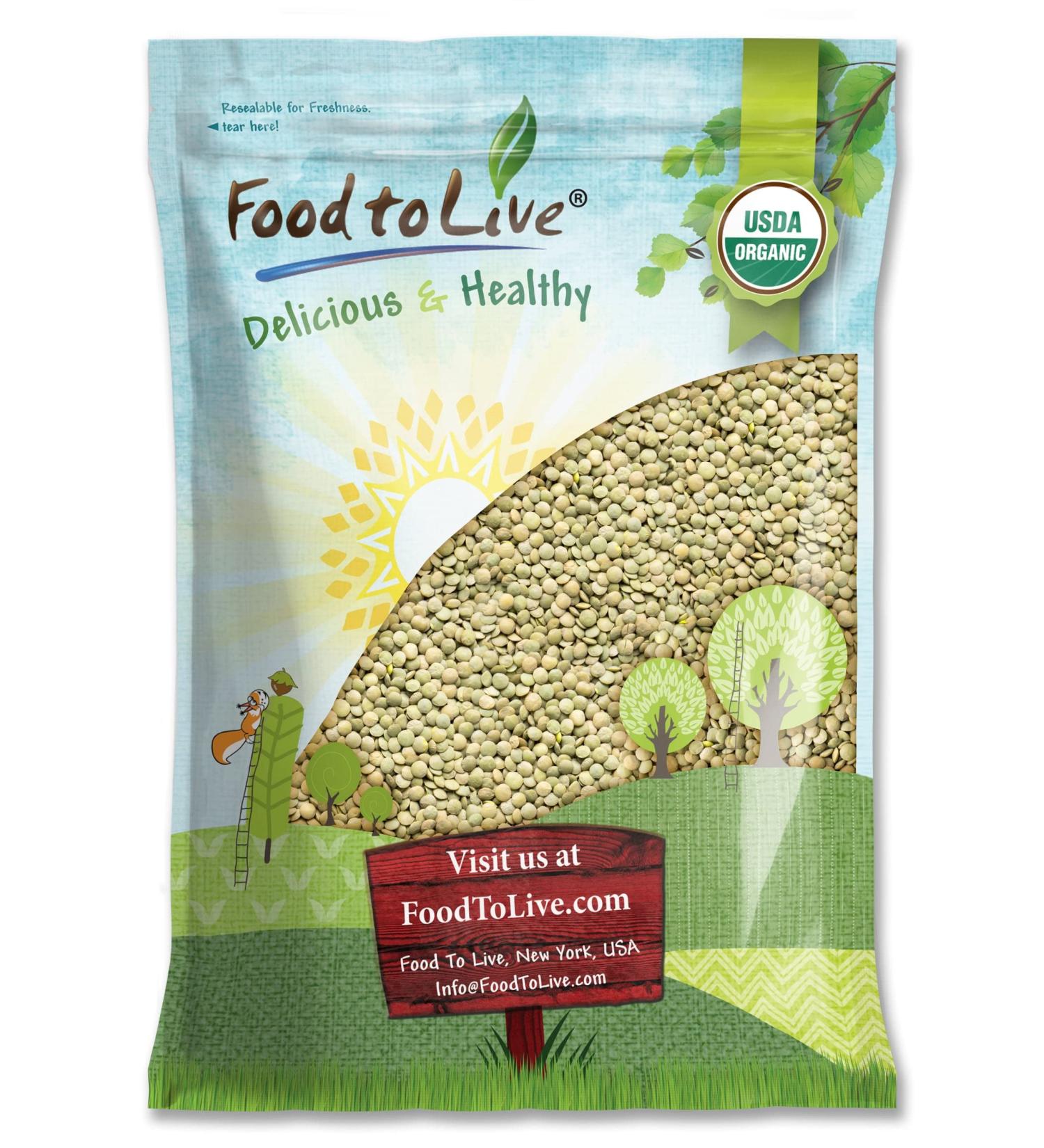 Organic Whole Green Lentils 10 lbs - Non-GMO Raw Beans, Vegan & Kosher - High in Folate, Fiber & Protein - No Soaking Required - Ideal for Soups & Veggie Burgers - Buy Online on SooperMarket.com