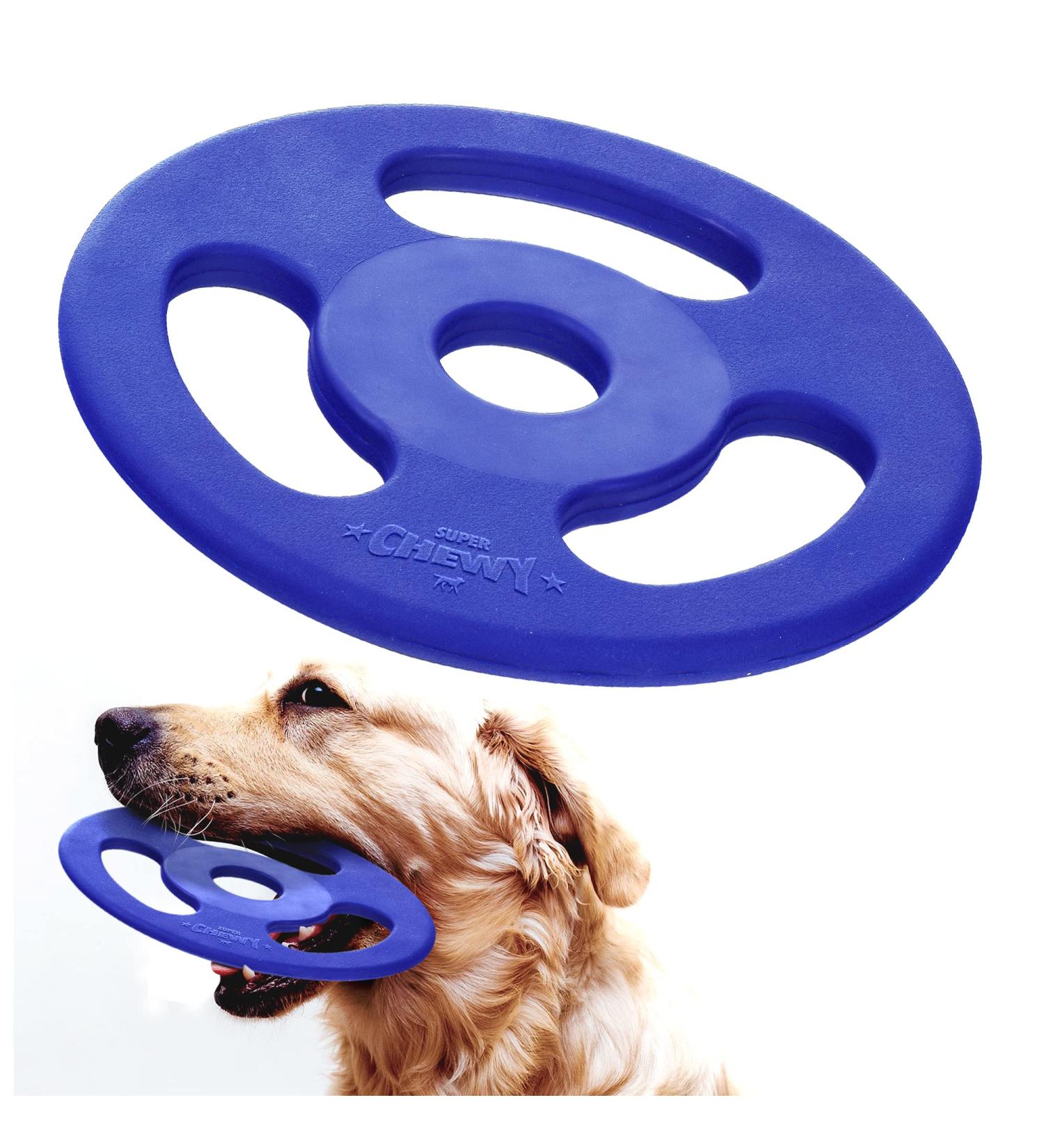 Tough Tug-of-War Flying Disc Toy for Dogs | SuperChewy Strong Natural Rubber Frisbee | Durable Chew Toy for Aggressive Chewers | Large Size 22 cm - Buy Online on SooperMarket.com