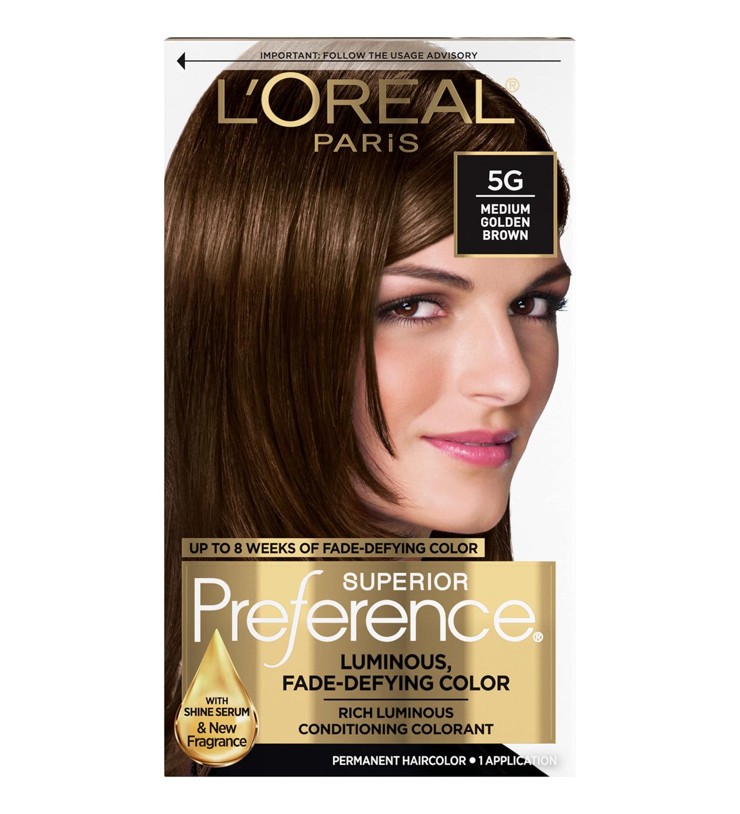 L'Oreal Paris Superior Preference 5G Medium Golden Brown Hair Color - Fade-Defying, Shine-Enhancing, Permanent Dye (1 Pack) - Buy Online on SooperMarket.com