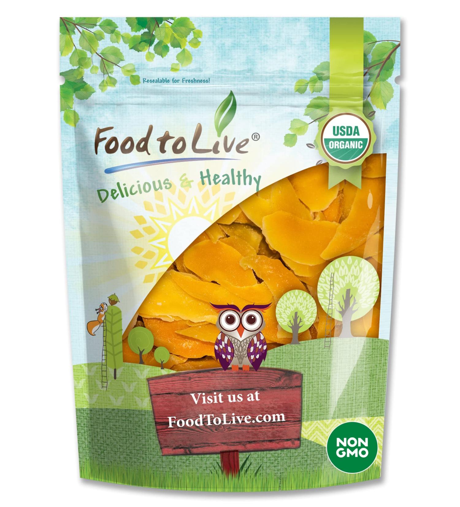 Food To Live Organic Mango Cheeks - Dried, Non-GMO, Kosher, Unsulphured, Unsweetened - 3 Pounds - Buy Online on SooperMarket.com