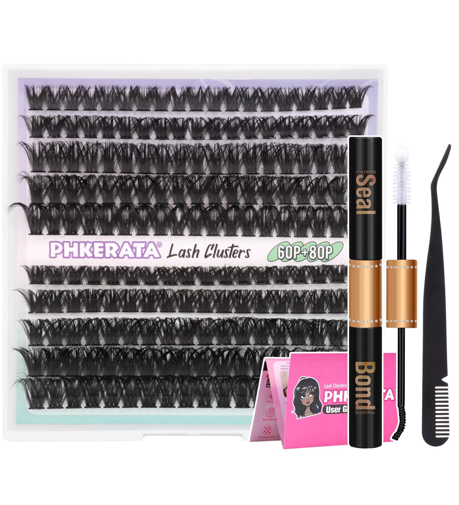 PHKERATA DIY Eyelash Extension Kit 8-16MM D Curl - 185Pcs Individual Lash Clusters with Glue, Tweezers, and Seal for Perfect Results - Buy Online on SooperMarket.com