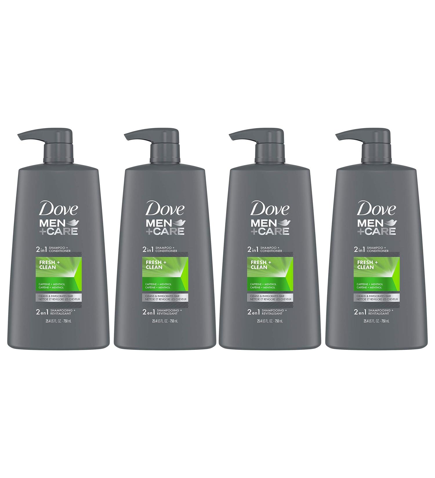 Dove Men+Care 2-in-1 Shampoo & Conditioner 25.4 oz - Pack of 4 | Nourishing, Invigorating, Strengthens Hair - Buy Online on SooperMarket.com