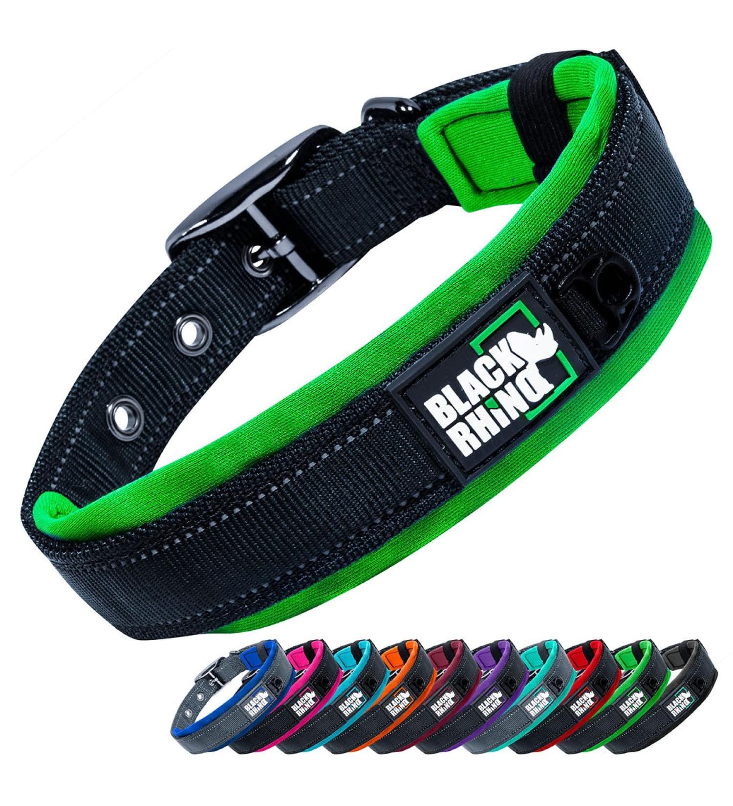 Black Rhino Comfort Collar | Super Soft Neoprene Dog Collar for All Breeds | Adjustable Reflective Weatherproof - Aqua/Gray Small - Buy Online on SooperMarket.com