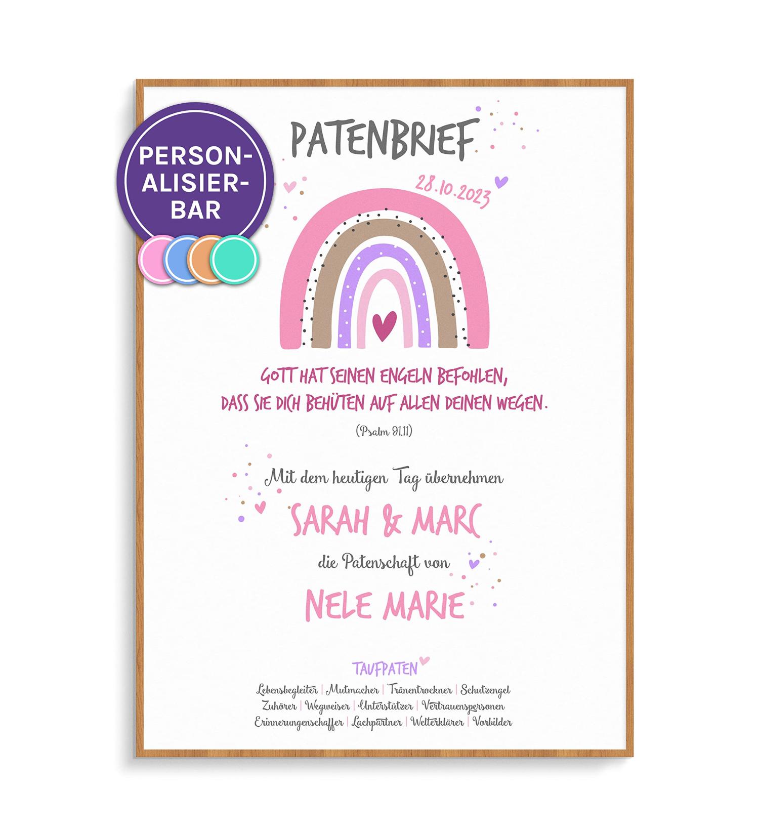 Fairy Dust Sponsor Letter for Baptism | Personalizable Baptismal & Sponsor Certificate | Perfect Baptism Gift for Godfather & Sponsored Child | Unique Rainbow Design - Buy Online on SooperMarket.com