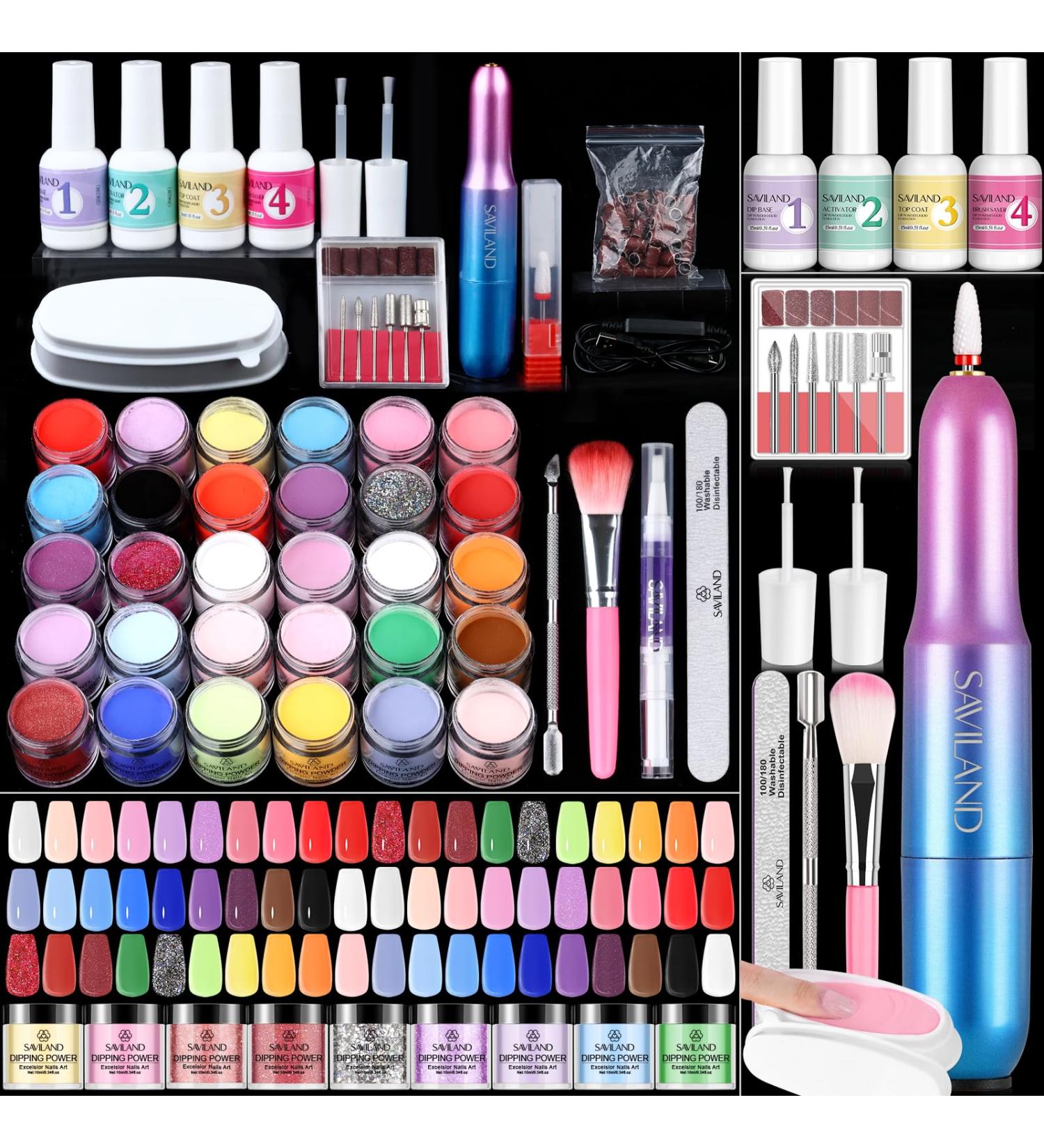 SAVILAND Dip Powder Nail Kit - 30 Colors Keratin Starter Set with Drill Liquid Base Coat & Activator for Home DIY Salon - Perfect for All Seasons - Buy Online on SooperMarket.com