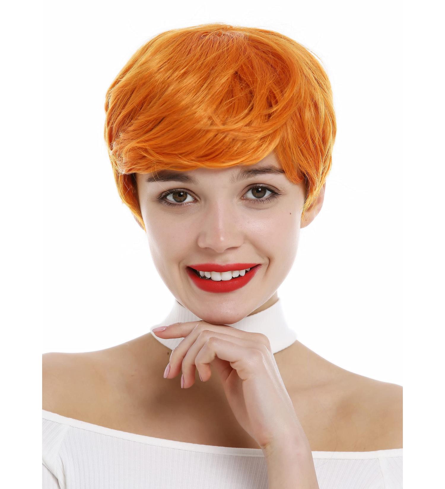 WIG ME UP 0824-T2735/TF2201 | Short Pixie Wig with Side Parting | Slightly Wavy Orange Wig for Women - International Shipping Available - Buy Online on SooperMarket.com
