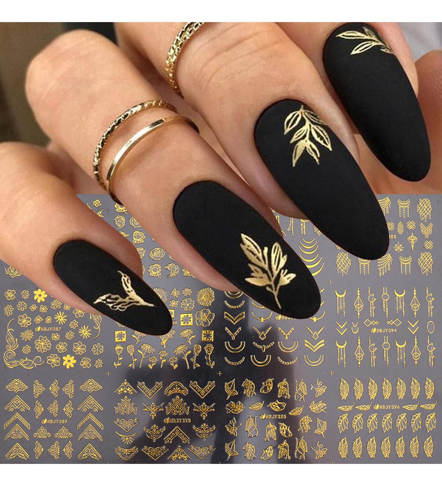 Gold Flower 3D Metallic Nail Art Stickers - Self-Adhesive Decals for Luxury Nail Designs - Women's Nail Art Decoration - Buy Online on SooperMarket.com