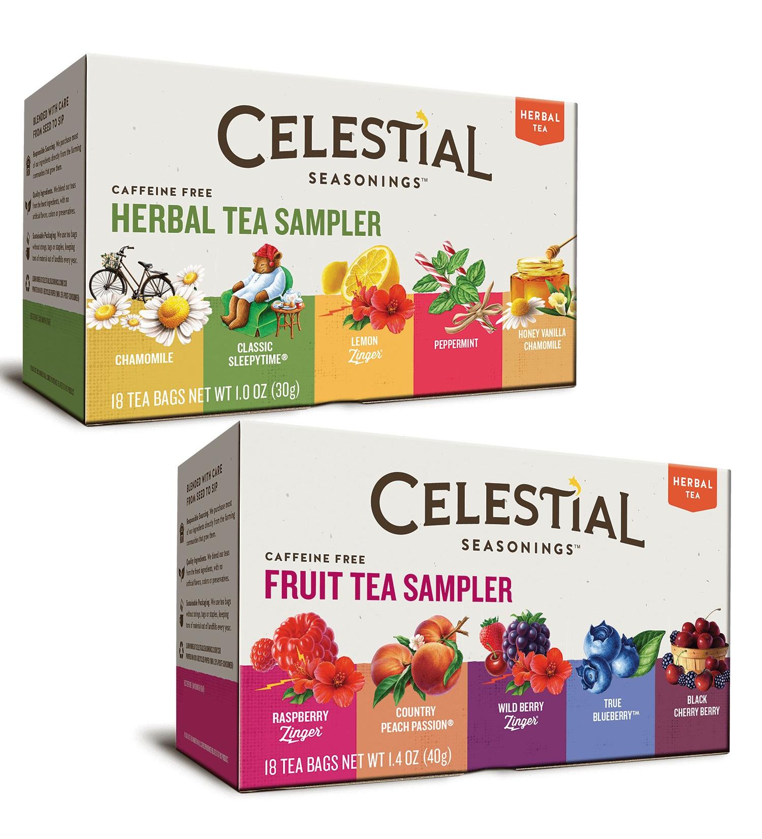 Celestial Seasonings Herbal Tea Bundle - 2 Boxes Herbal Tea and Fruit Tea Sampler Pack of 36 Tea Bags - Buy Online on SooperMarket.com