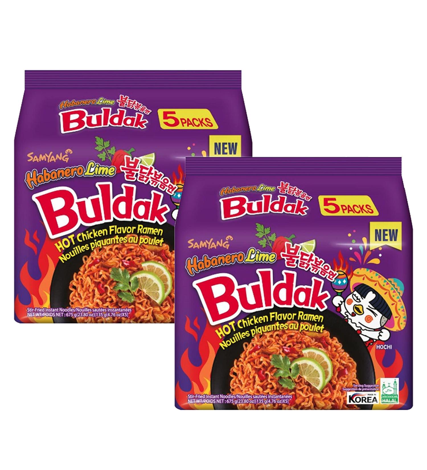 Samyang Habanero Lime Noodles Buldak Hot Chicken Flavour Ramen 135g (Pack of 10) HALAL - Buy Online on SooperMarket.com