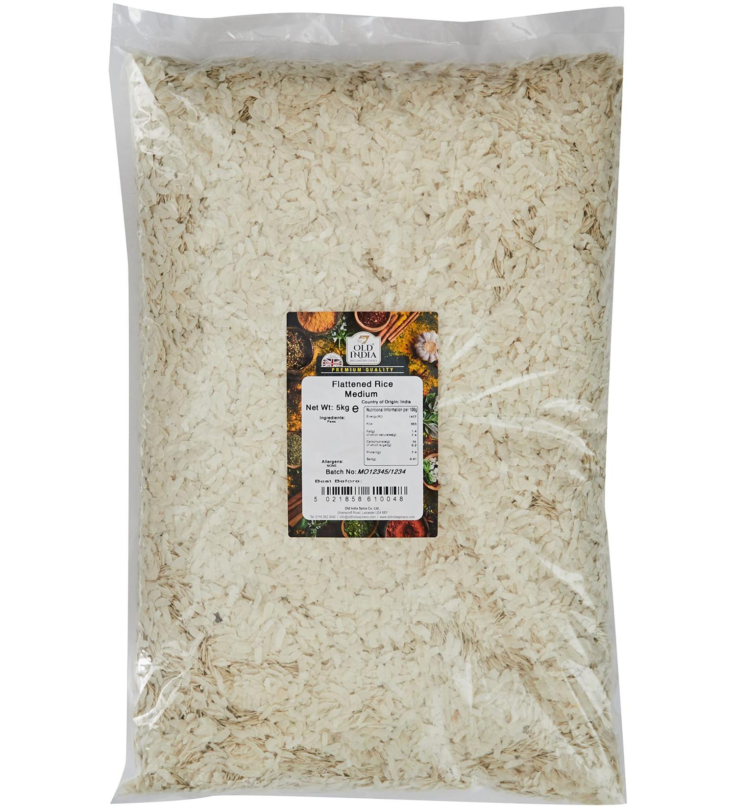 Old India Flattened Rice Medium 5kg - Traditional Indian Rice for Cooking & Snacking - Buy Online on SooperMarket.com