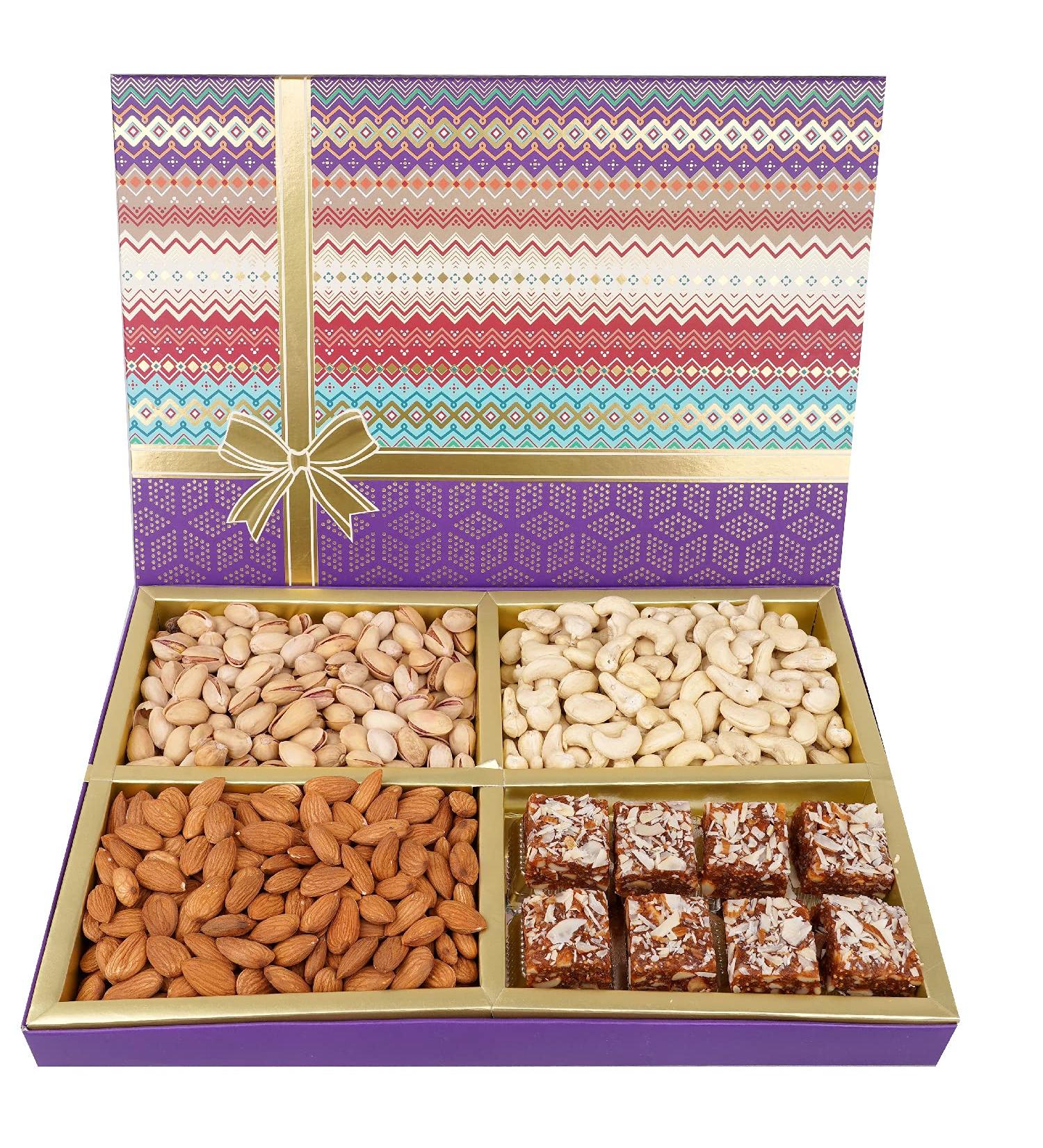 Jaiccha Ghasitaram Dryfruits Hamper-Fruit n Nut Dryfruit Box with Sugarfree Bites 750 gms |Gift for Diwali Holi Rakhi Valentine Christmas Birthday Anniversary Her Him| Fruit n Nut Dryfruit Box with SF Bites 750 gms - Buy Online on SooperMarket.com
