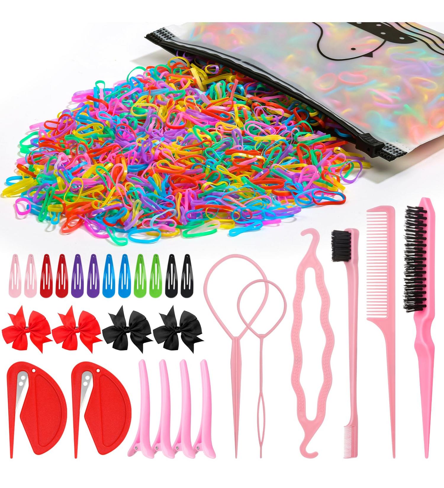 Buy 3028-Part Elastic Hair Strap Set - 3000 Mini Colorful Hair Ties with Organizer Box for Girls | Soft Rubber Hair Accessories - Buy Online on SooperMarket.com