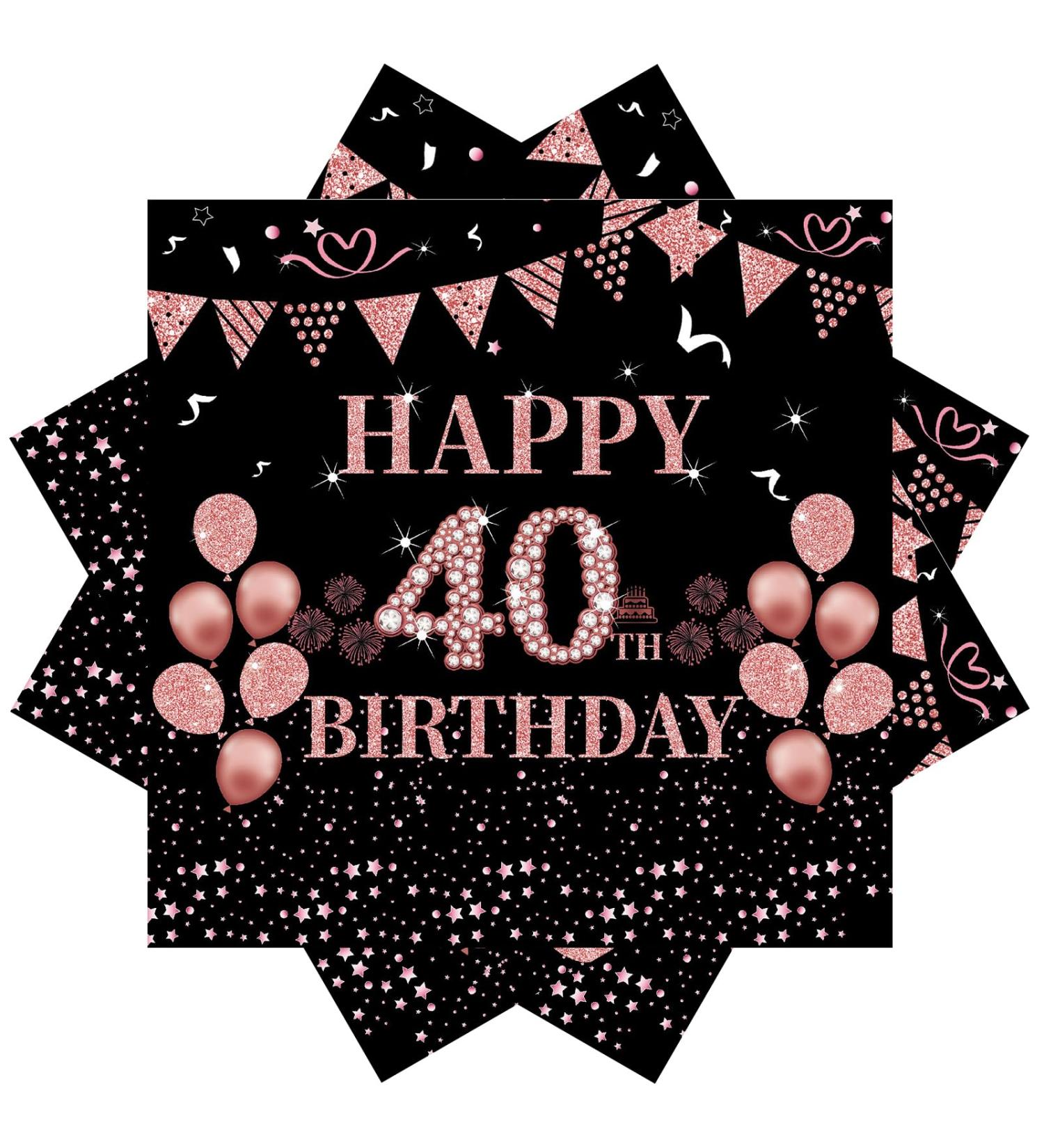 40 Rose Gold Napkins - 40th Birthday Party Decor | 33x33cm Paper Napkins for Men & Women - Buy Online on SooperMarket.com