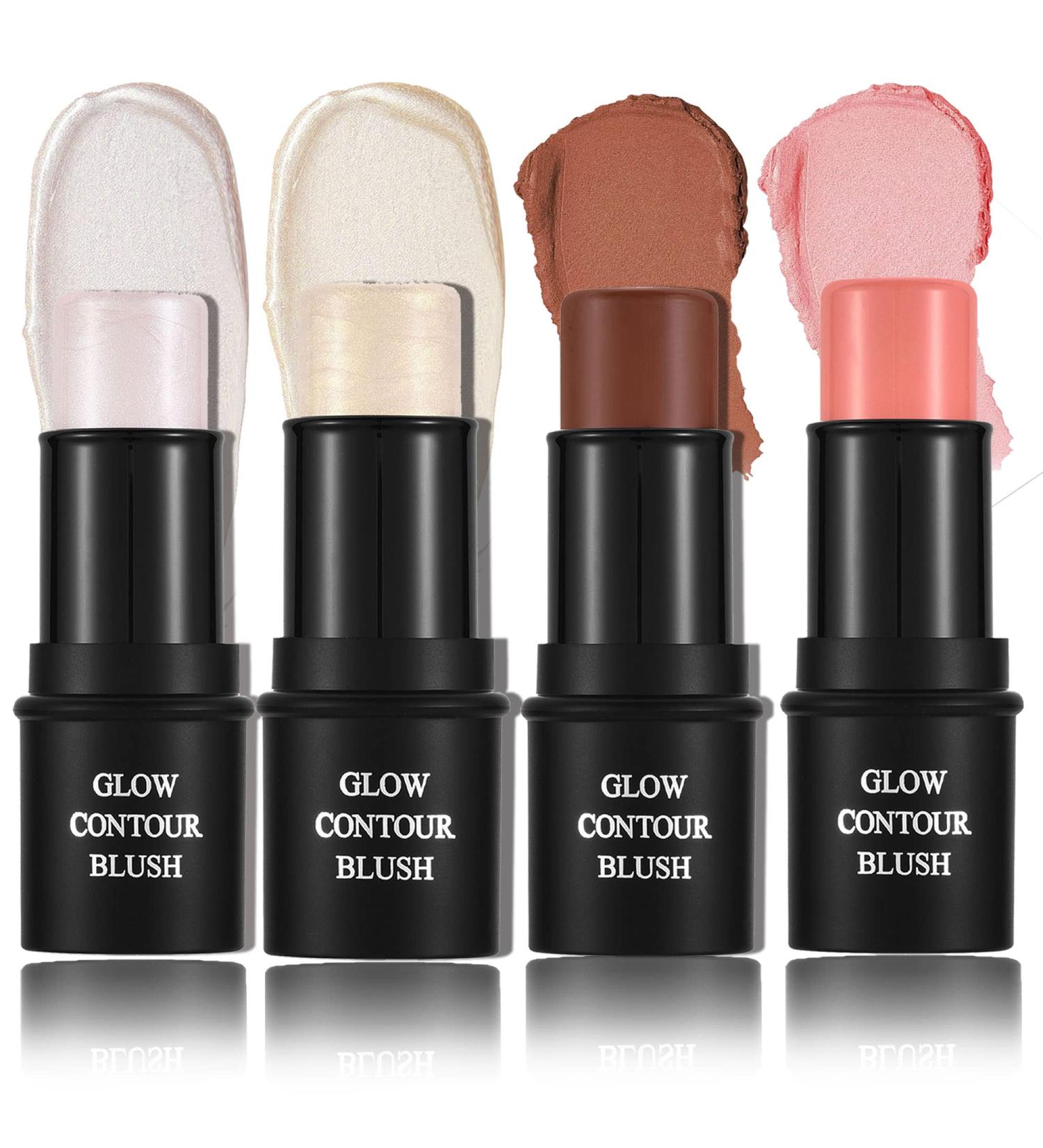 CCbeauty 4Pcs 06# Highlighter Contour Bronzer Blush Shimmer Stick Set - Professional Facial Makeup Kit for Women | Mother's Day Gift - Buy Online on SooperMarket.com
